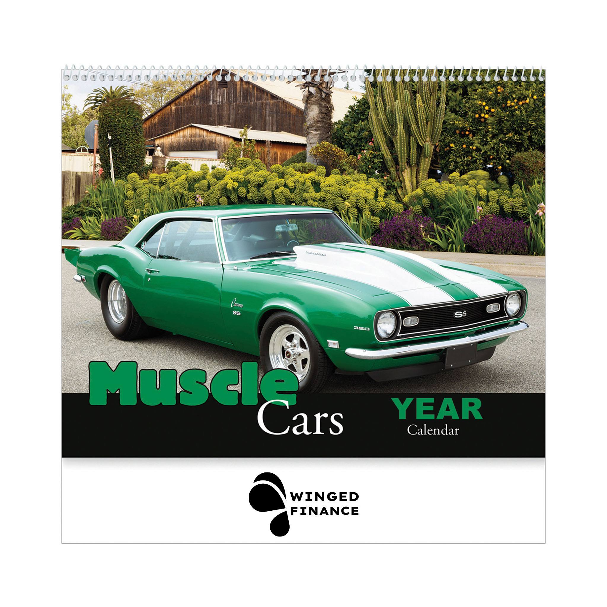 2026 Muscle Cars Wall Calendar - Spiral  Imprinted with Logo (Q542222)