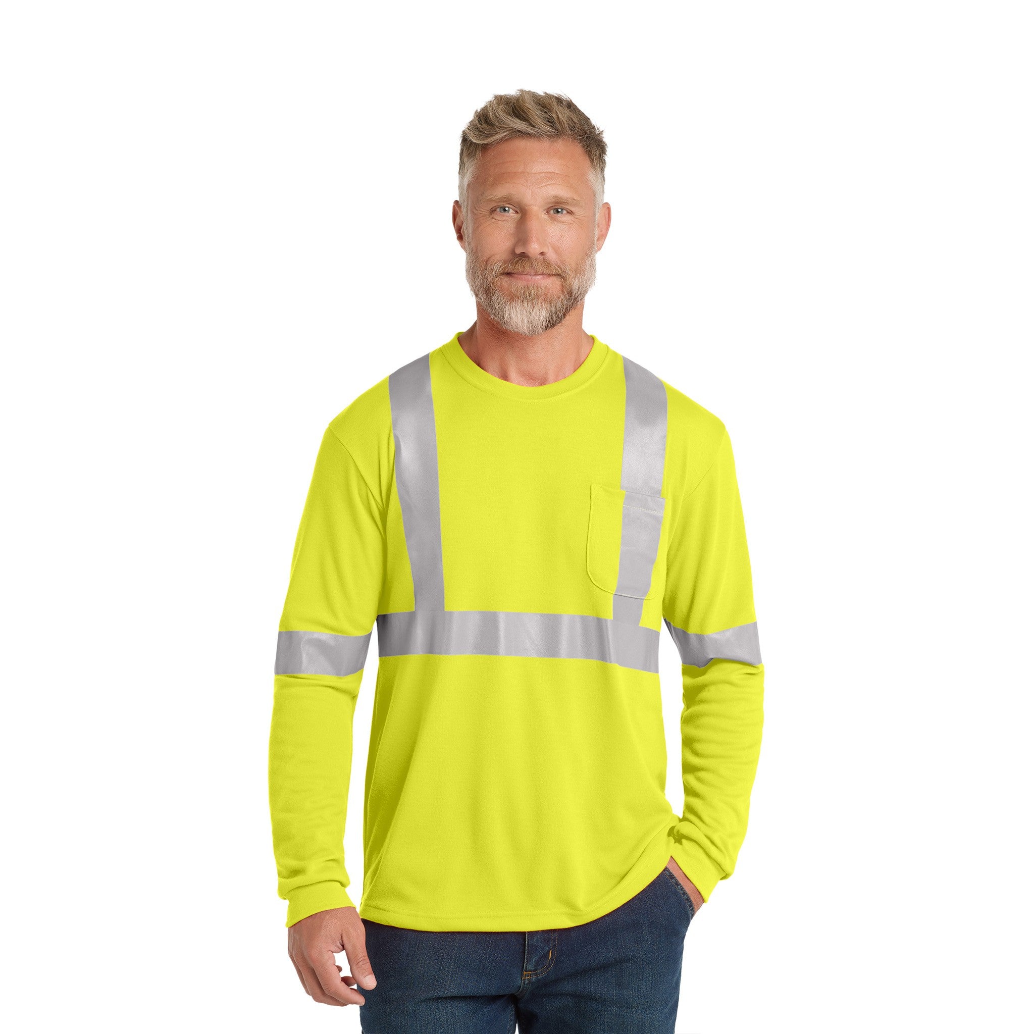 CornerStone® ANSI 107 Class 2 Long Sleeve Safety T-Shirt  Imprinted with Logo (Q543332)
