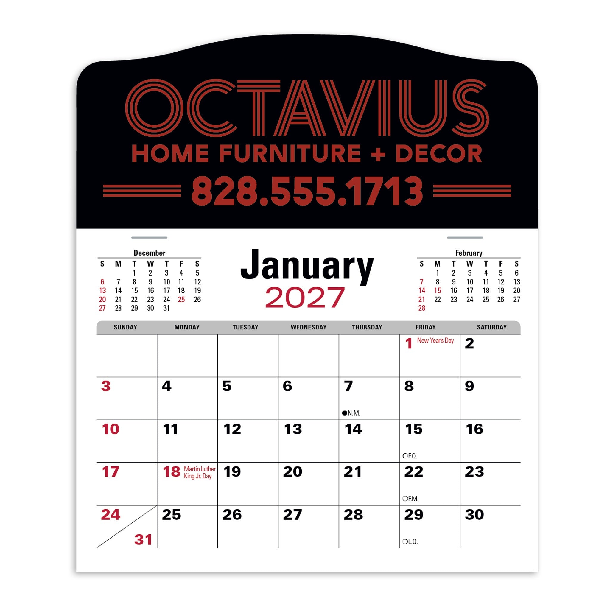 Press-N-Stick Jumbo Header With 3-Month Calendar  Imprinted with Logo (Q549122)