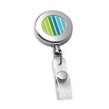 Circle Chrome Retractable Badge Holder  Imprinted with Logo (Q550332)