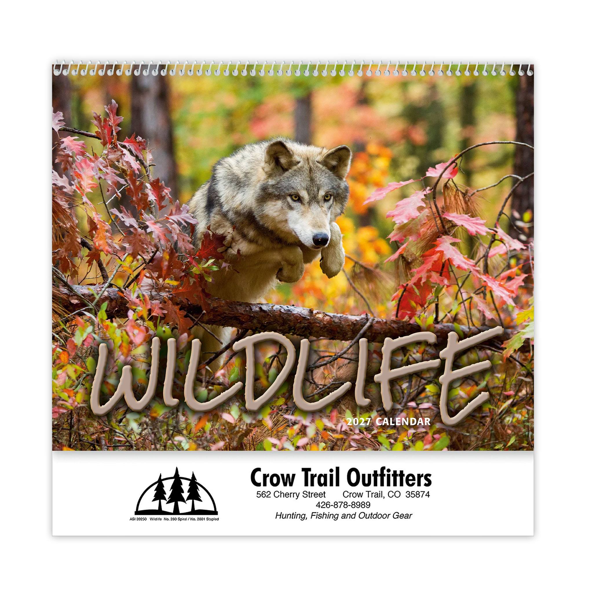 Wildlife Wall Calendars - Spiral  Imprinted with Logo (Q550911)