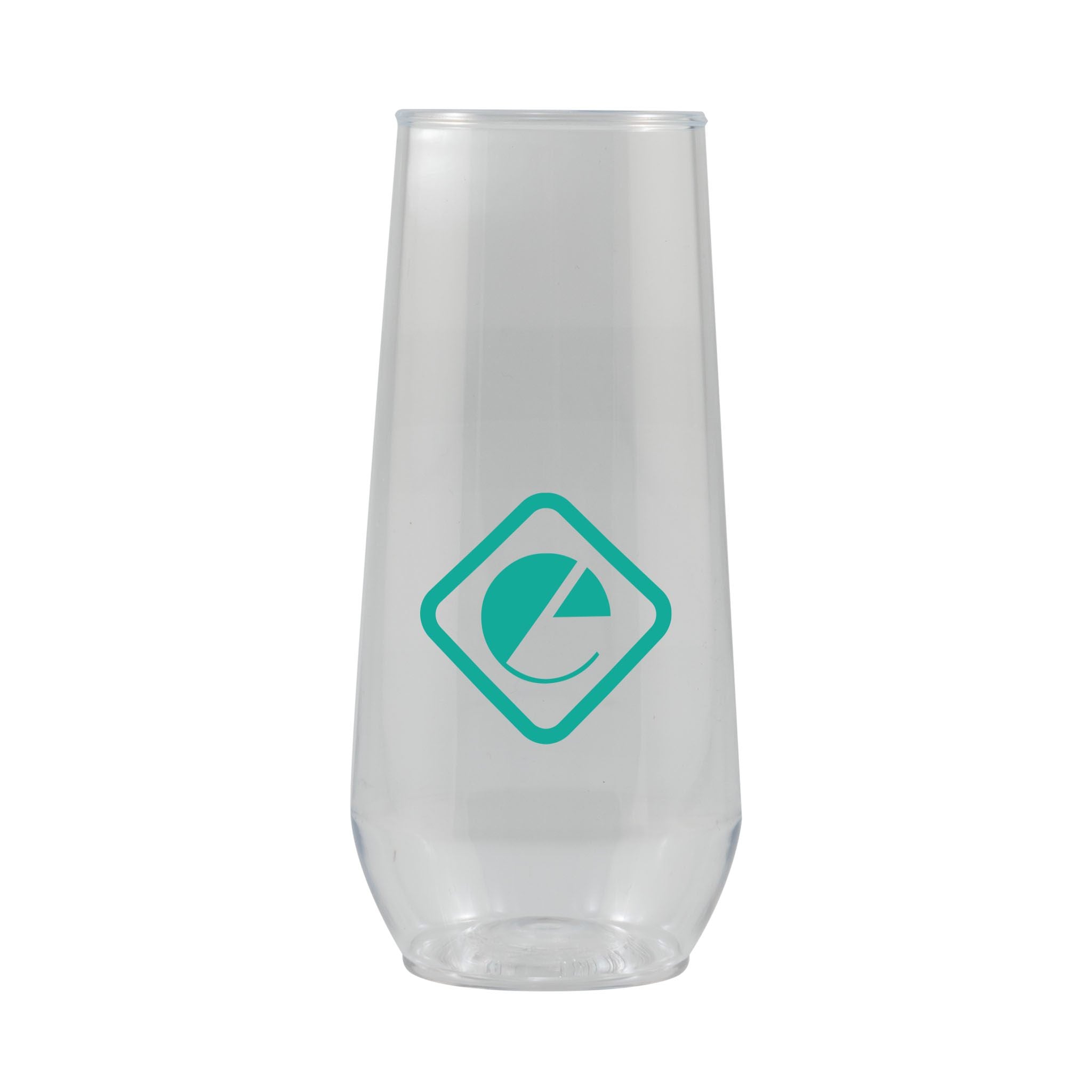 10 Oz. Clear Plastic Stemless Flute  Imprinted with Logo (Q552211)