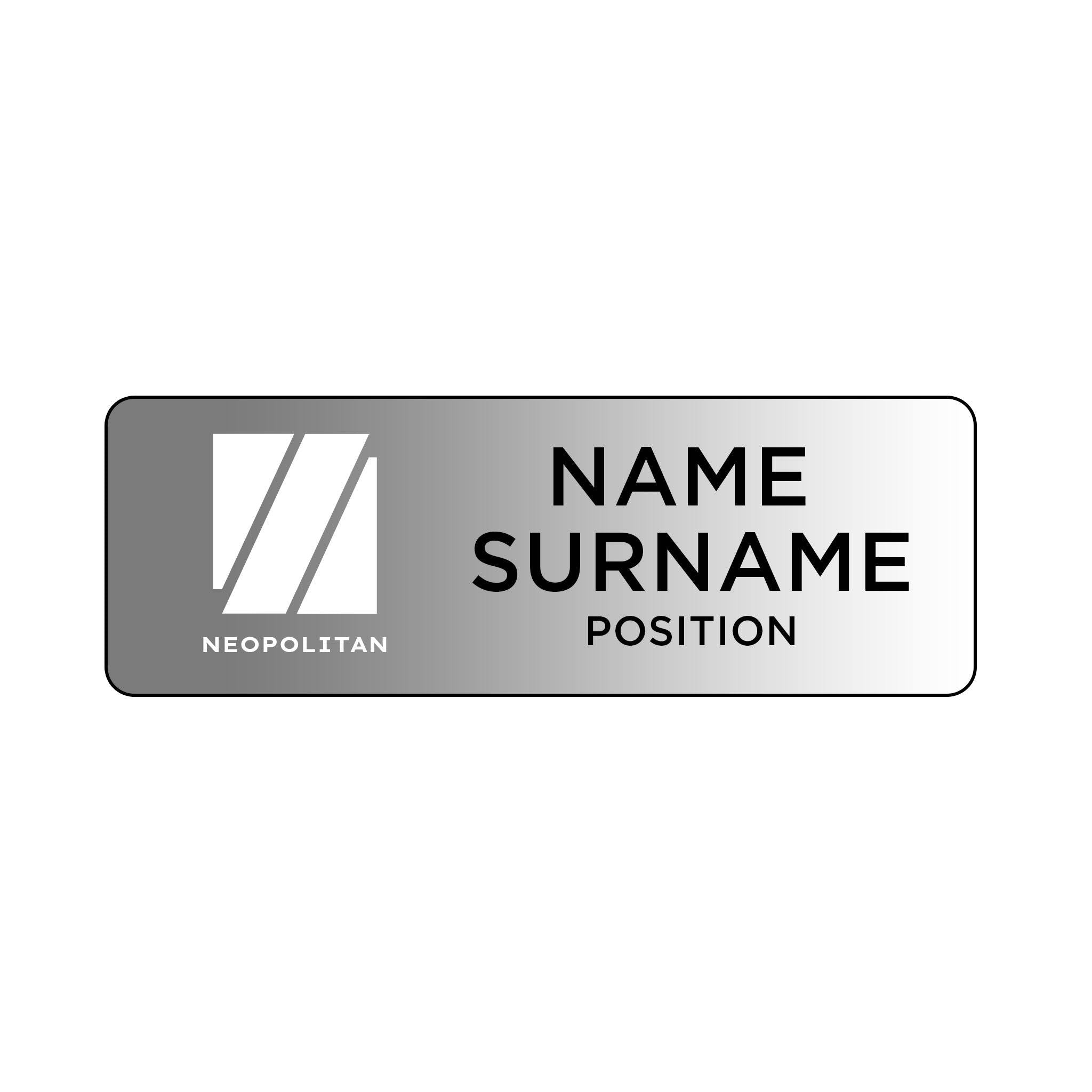 Value Reusable Name Badge: 3.03 x 1.03 Inch  Imprinted with Logo (Q560022)