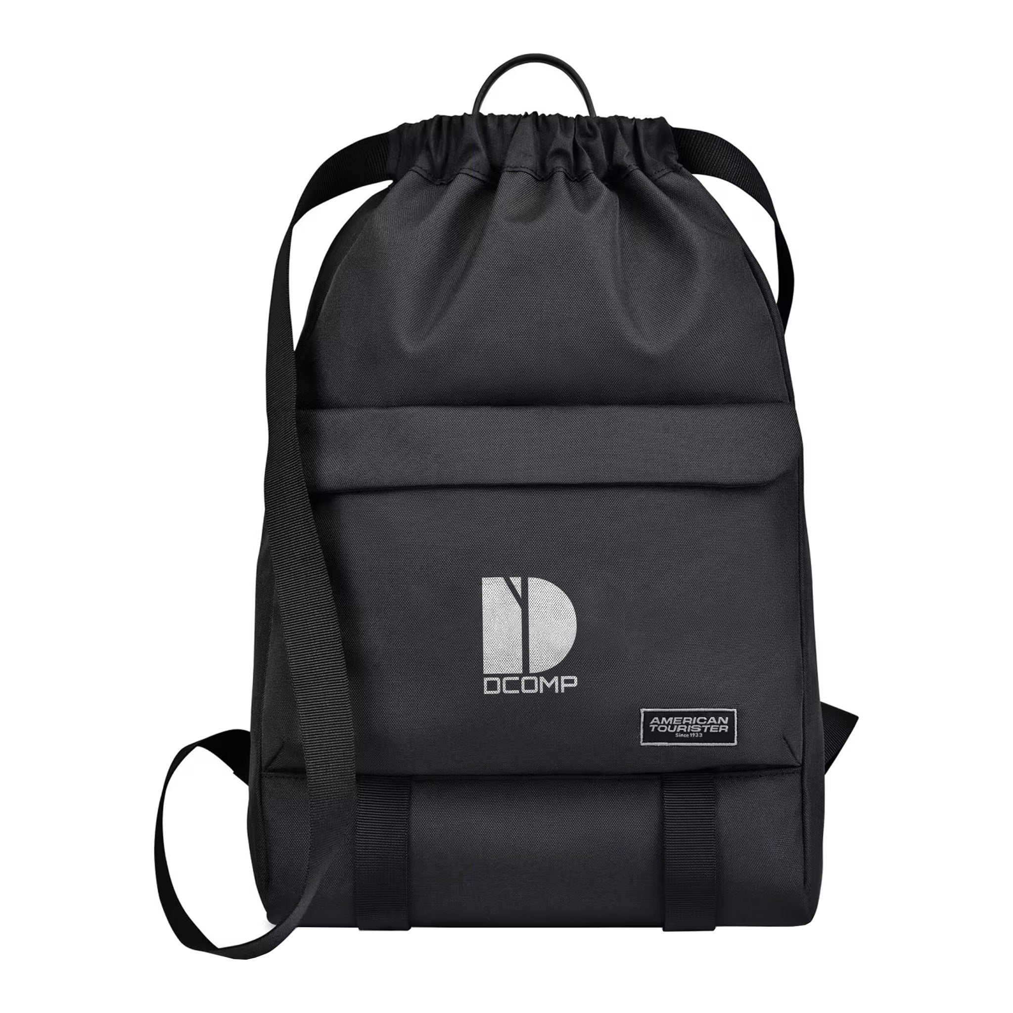 American Tourister® Embark Cinchpack - Black  Imprinted with Logo (Q568332)