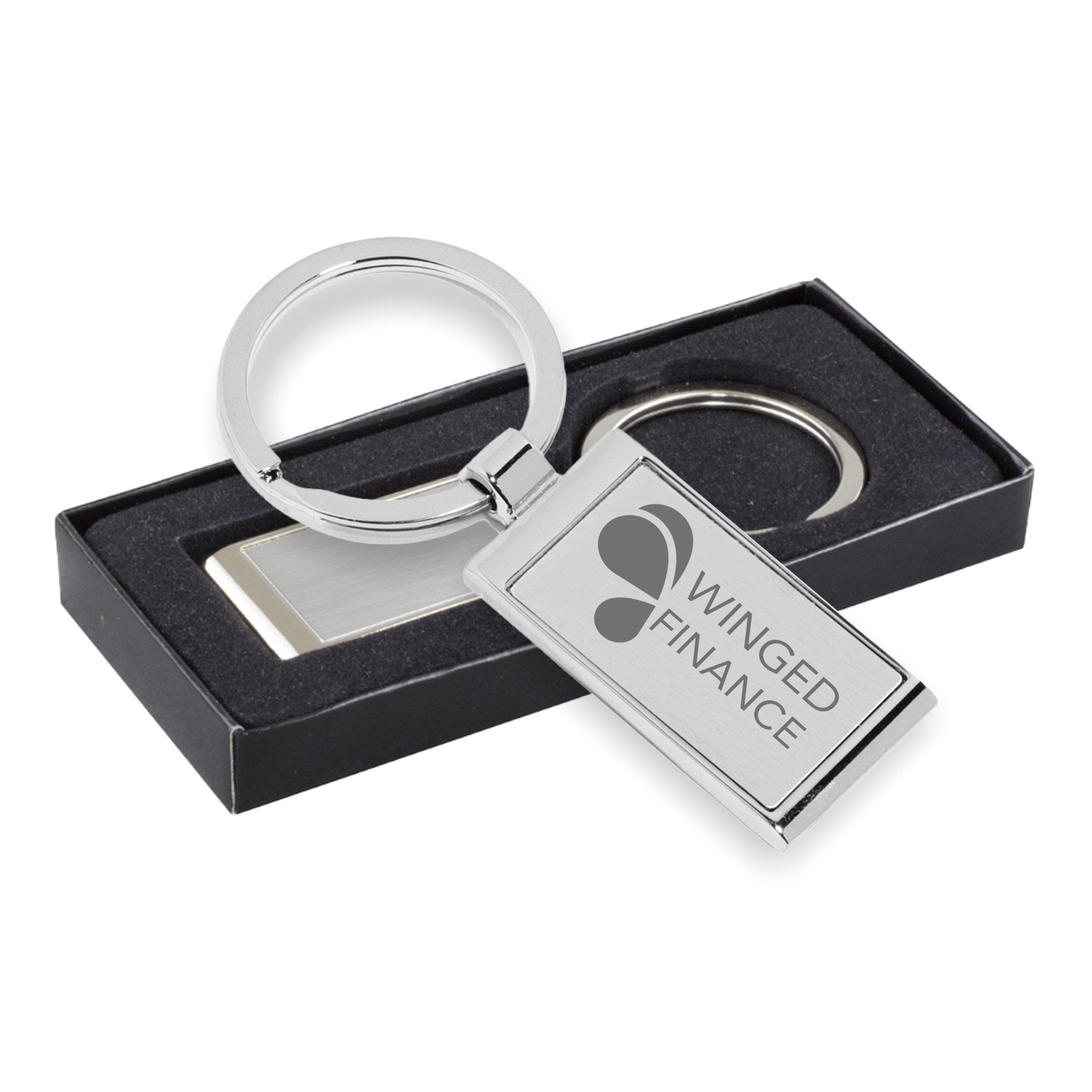 Metal GEO Economy Laser Engraved Keyholders  Imprinted with Logo (Q570311)