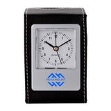 Leatherette Desk Clock & Pen Cup  Imprinted with Logo (Q574311)