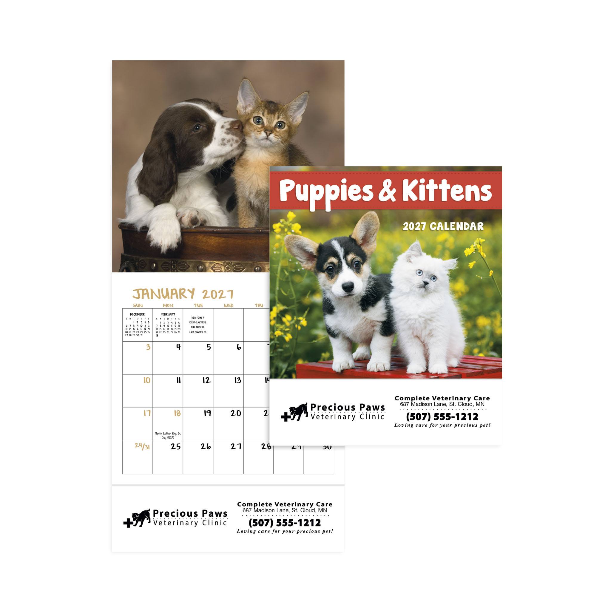 Puppies & Kittens Calendars - Mini  Imprinted with Logo (Q576622)