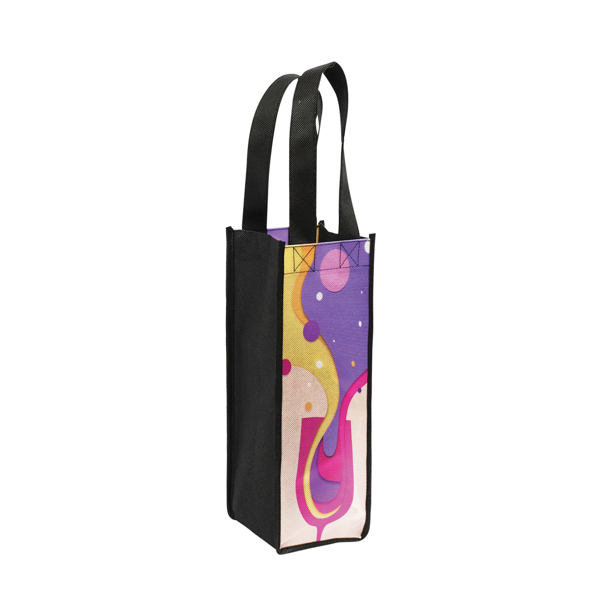 Laminated Full Color Wine Bottle Tote (Q588822)