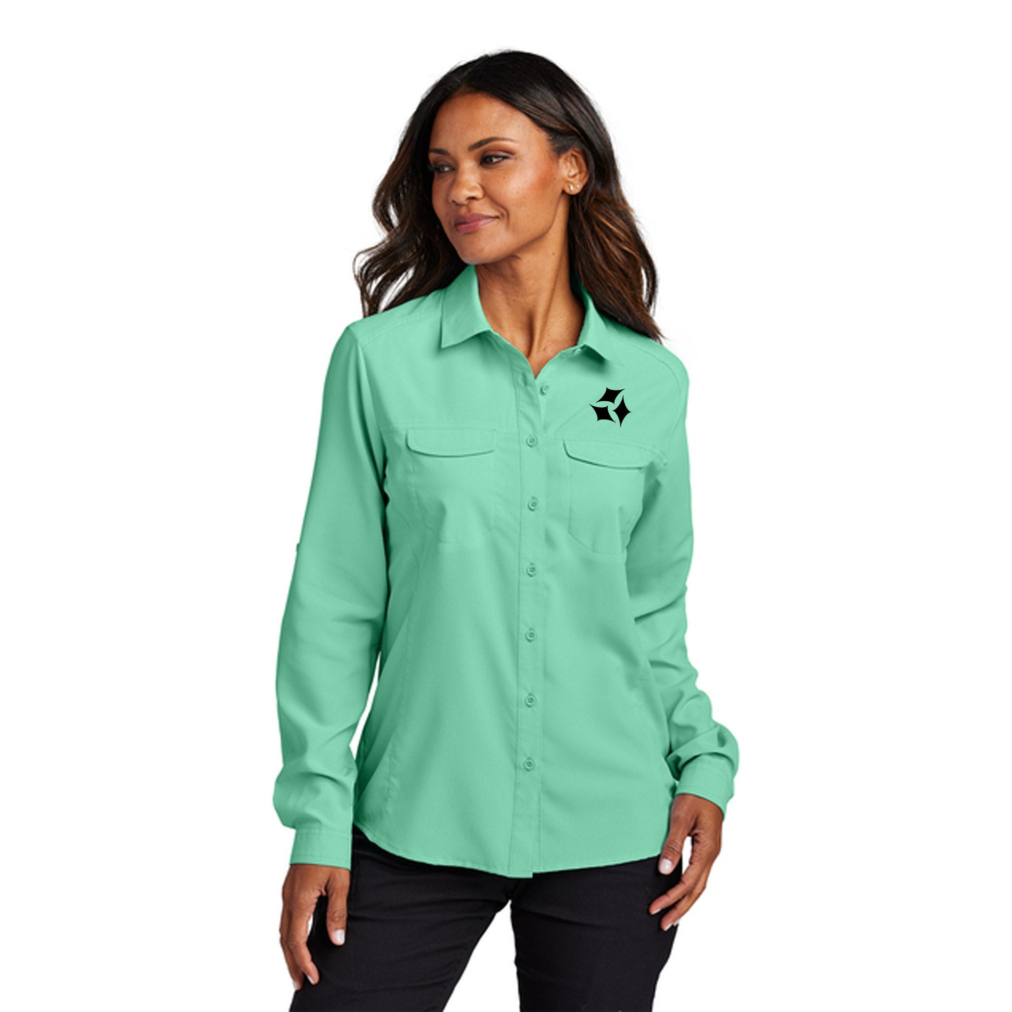 Custom Port Authority Ladies Long Sleeve UV Daybreak Shirt (Q599922) - Port Authority with Logo | Quality Imprint Promotional Products Custom Port Authority Ladies Long Sleeve UV Daybreak Shirt (Q599922) - Port Authority with Logo | Quality Imprint Promotional Products