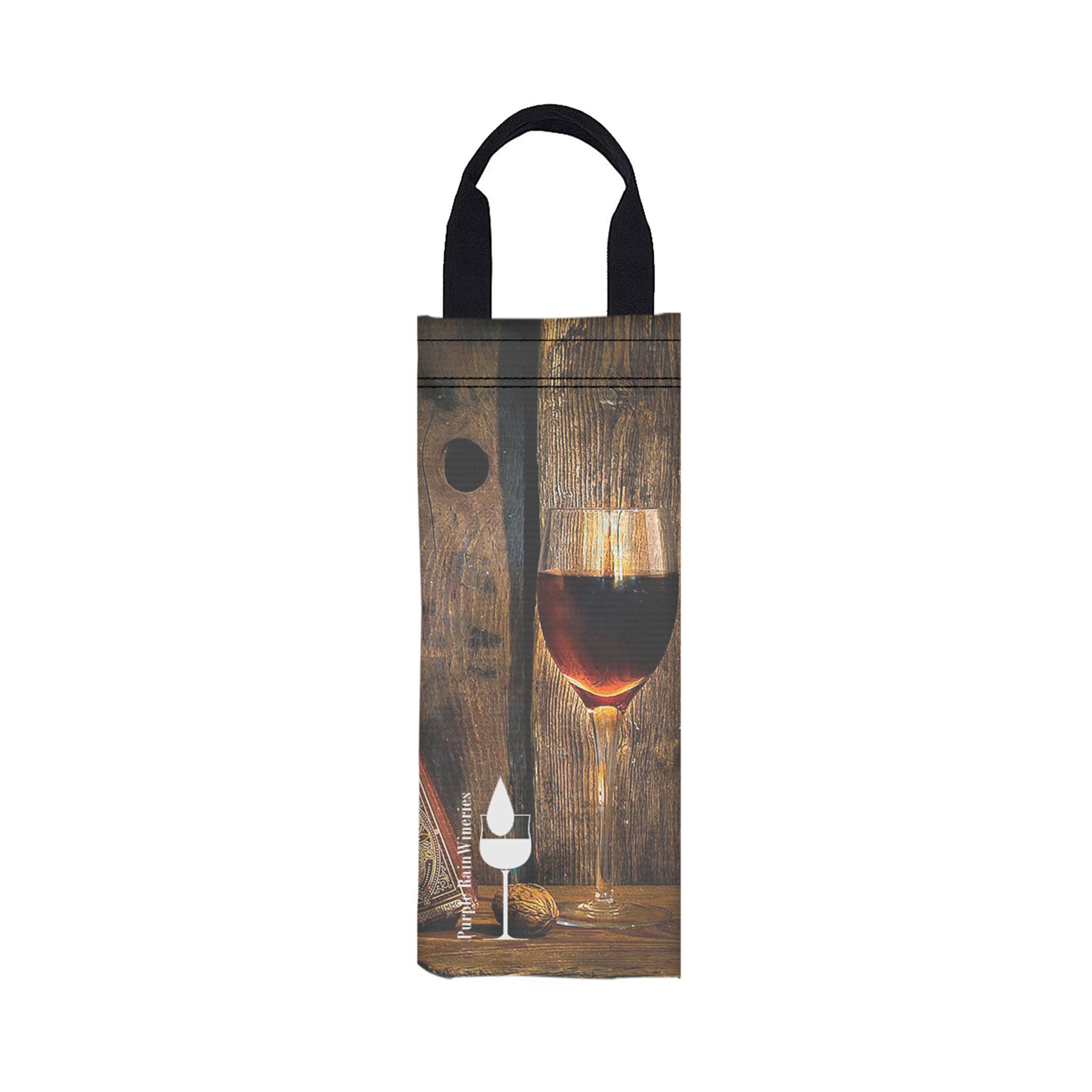 6 W x 16 H Inch Canvas Wine Bag  Imprinted with Logo (Q600822)