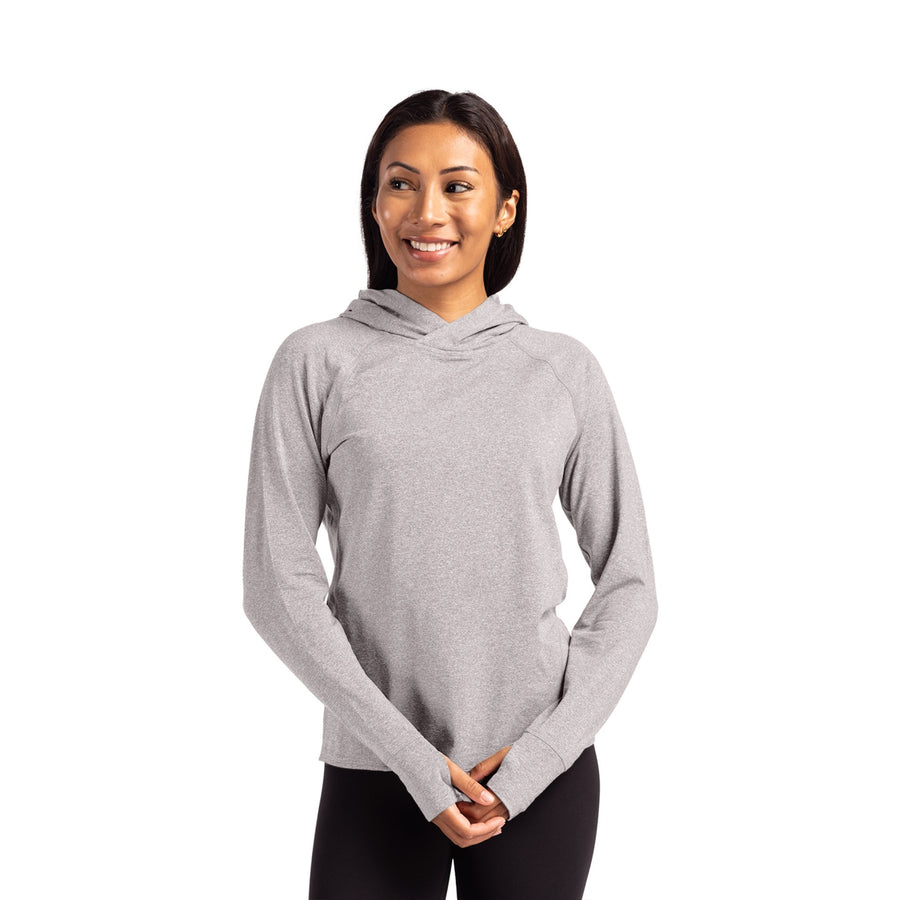 Cutter & Buck Adapt Knit Womens Heathered Hooded Pullover (Q604332)