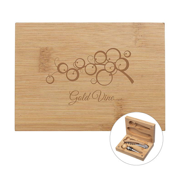 Bamboo Wine Tool Set  Imprinted with Logo (Q604922)