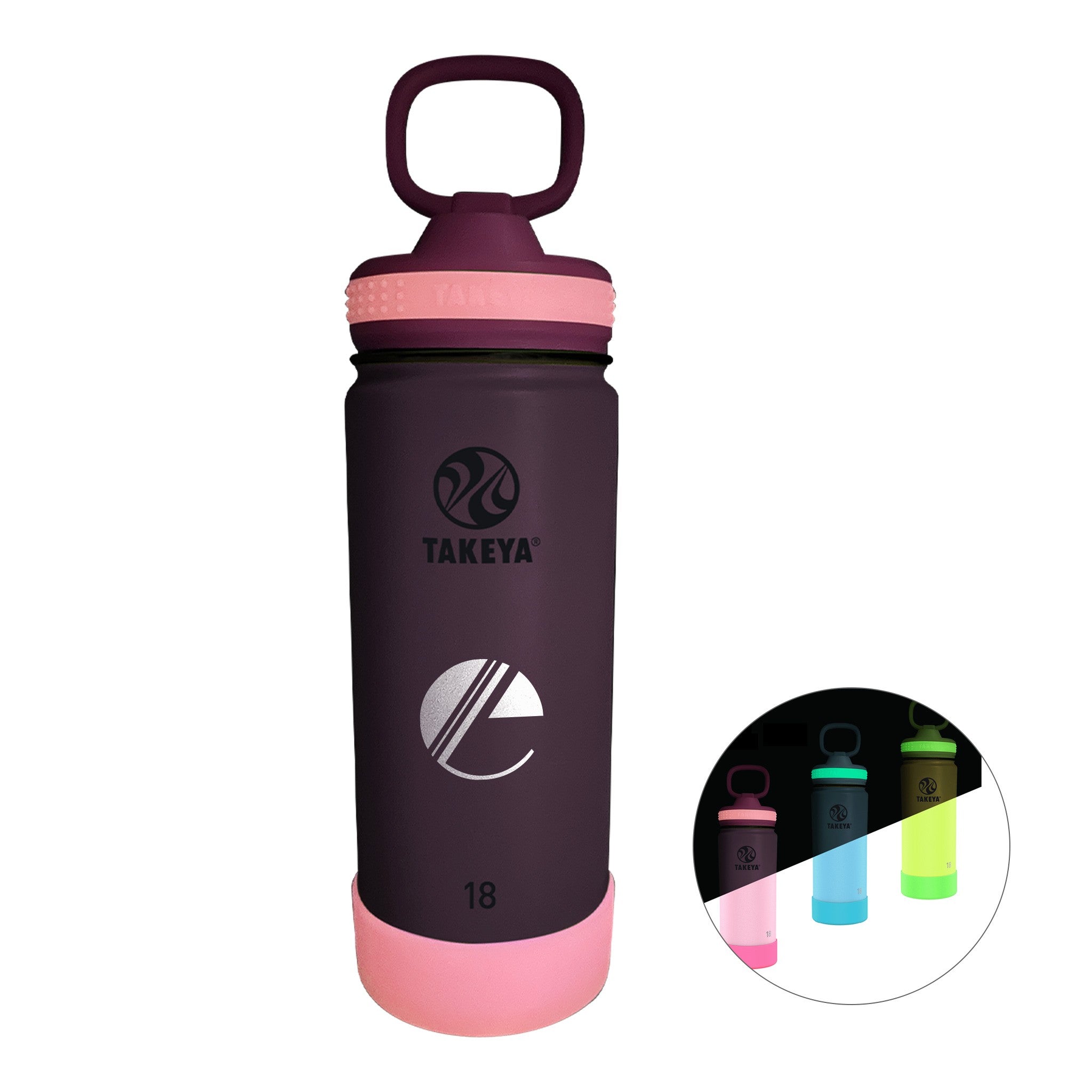 18 Oz. Takeya® Actives Glow In The Dark Bottle - Laser Engrave  Imprinted with Logo (Q607022)