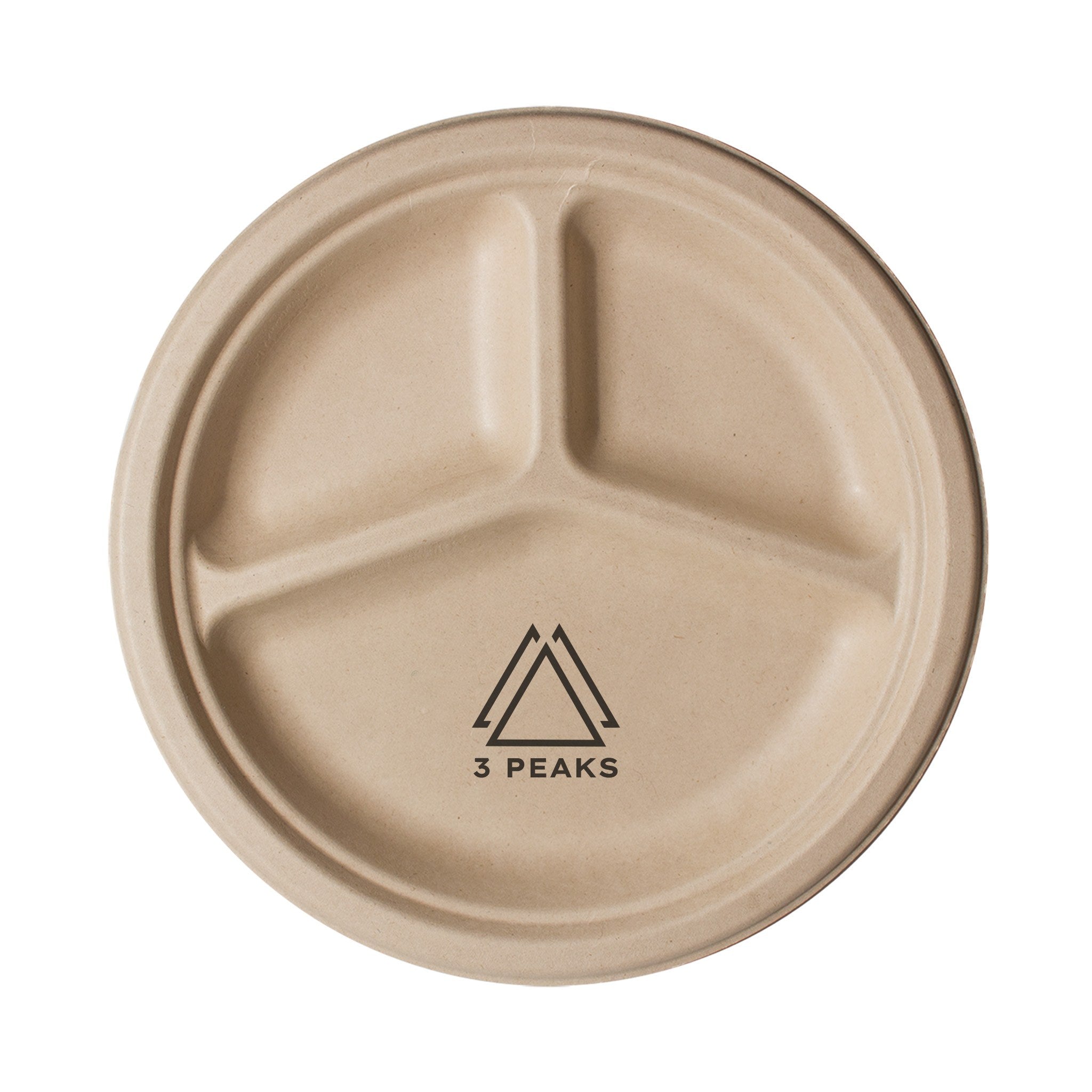 10 Inch Kraft 3-Compartment Compostable Paper Plate  Imprinted with Logo (Q607332)