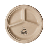 10 Inch Kraft 3-Compartment Compostable Paper Plate  Imprinted with Logo (Q607332)