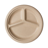 10 Inch Kraft 3-Compartment Compostable Paper Plate (Q607332)