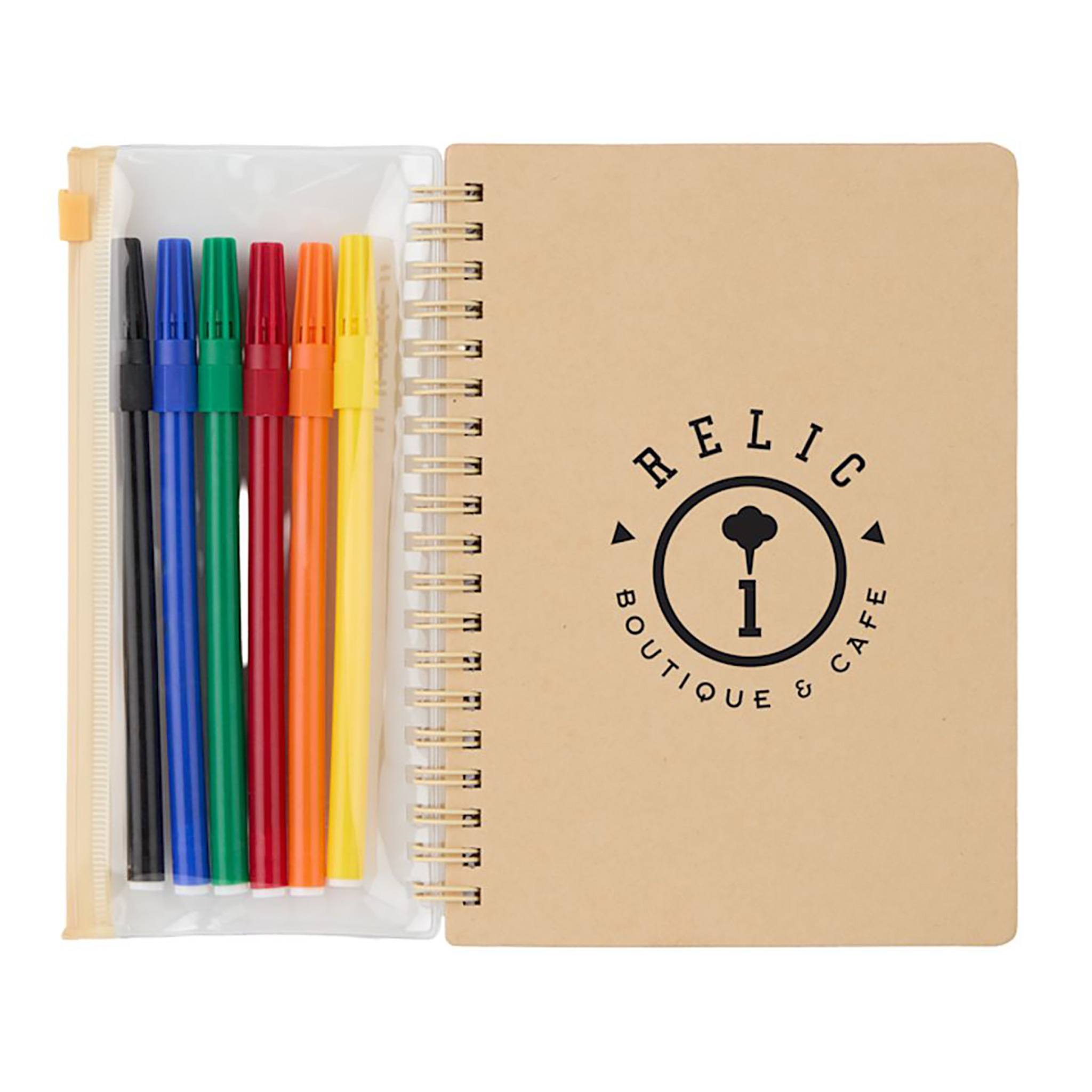 5 x 7 Inch FSC® Mix Doodle Notebook With Markers  Imprinted with Logo (Q607532)