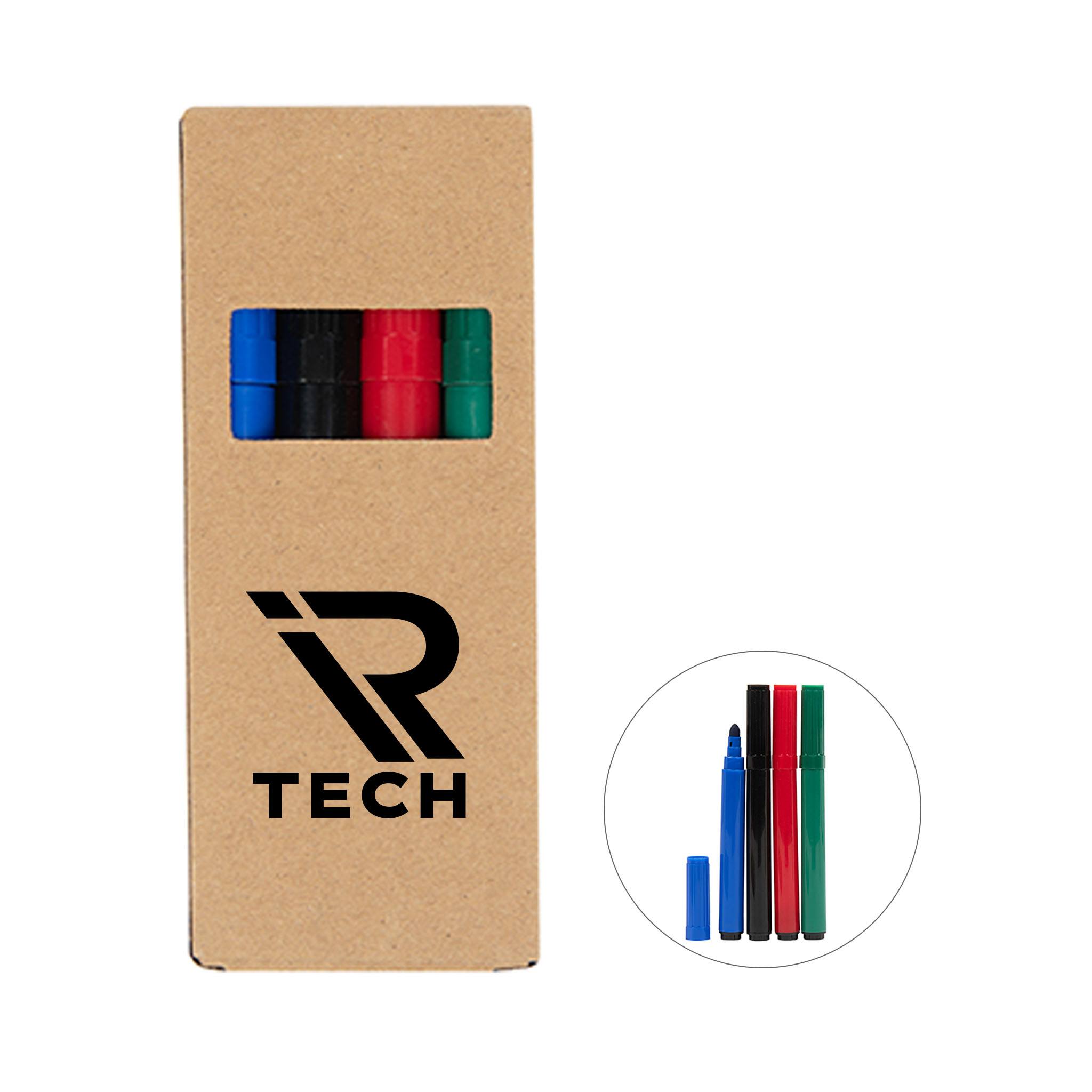 4 Piece Washable Marker Set  Imprinted with Logo (Q615822)