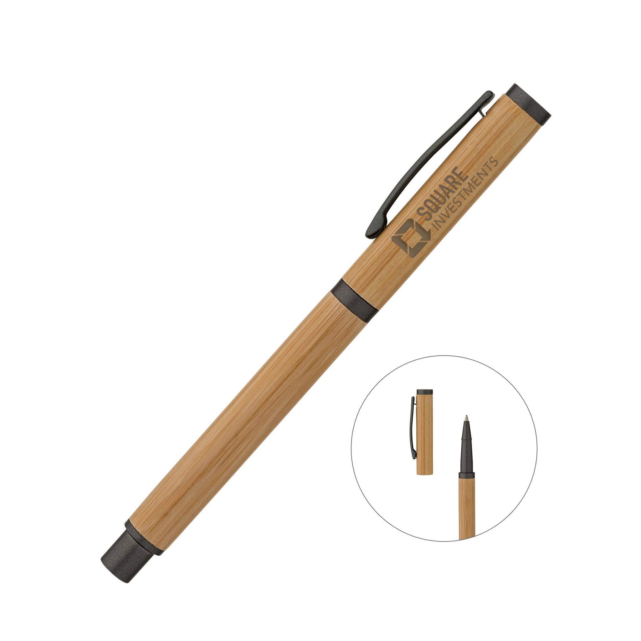 Hana Bamboo Cap-Off Ballpoint Pen  Imprinted with Logo (Q618322)