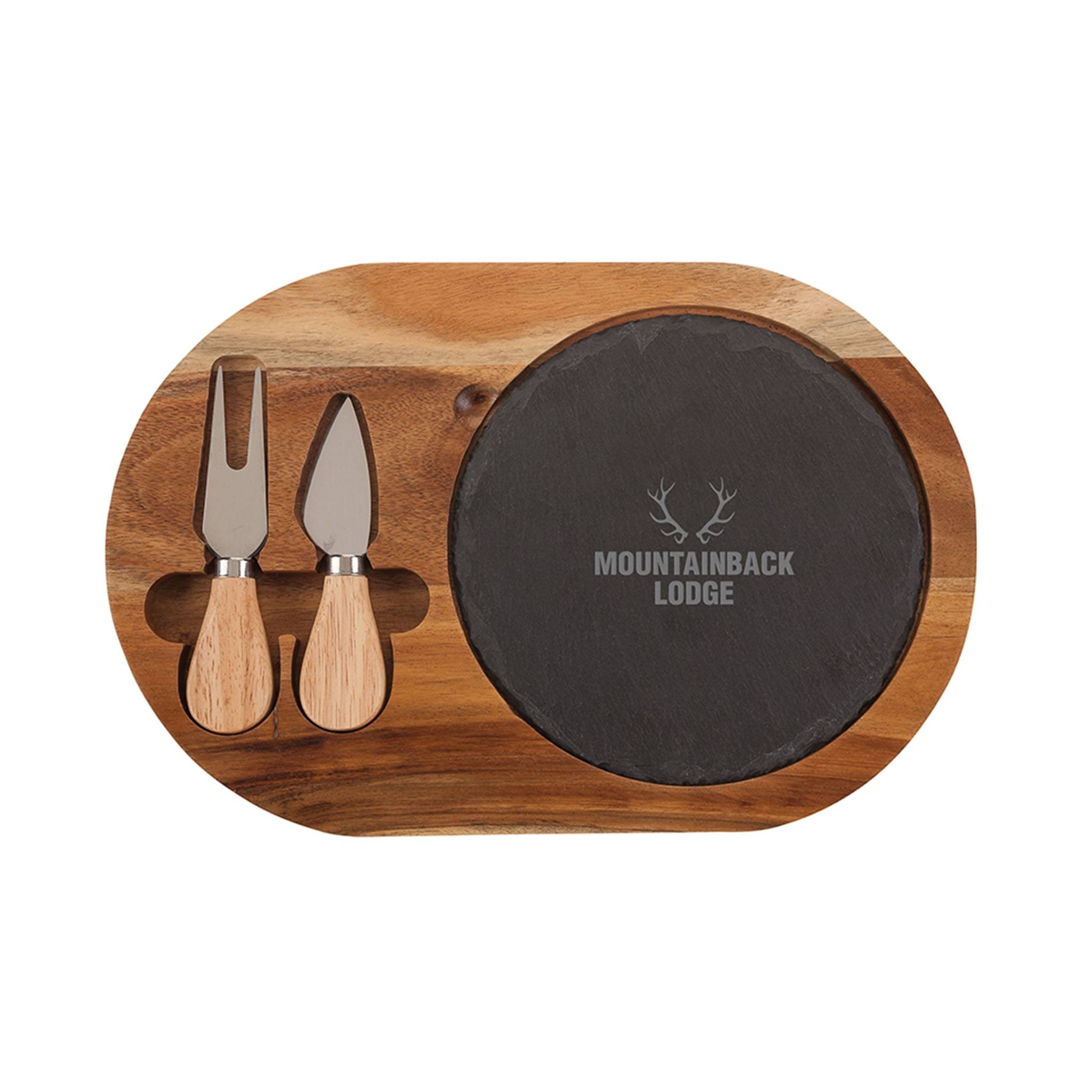 Bon Appetit Slate Cheese Set  Imprinted with Logo (Q619322)