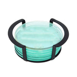 6 Pc. Glass Coaster Set In Metal Stand - Round (Q619422)