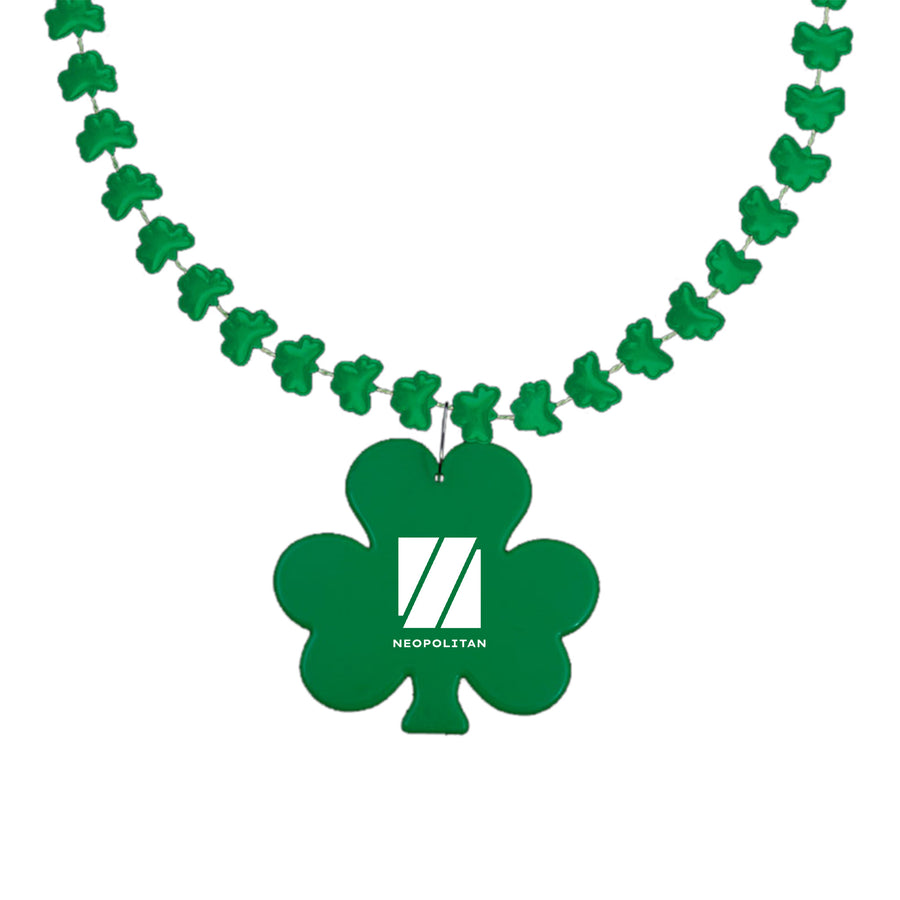 Rounded Mini Shamrocks Bead Necklace With Shamrock Medallion (Q620332)