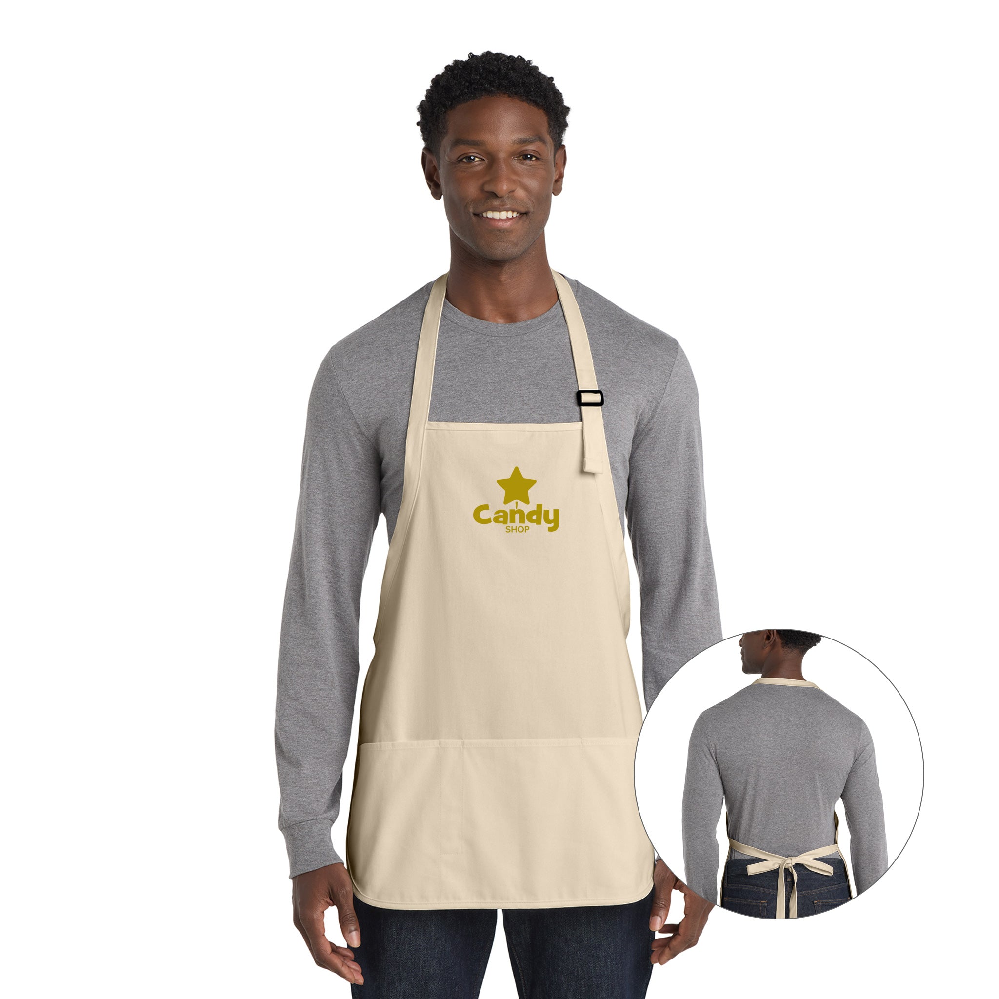 Port Authority® Medium Length Apron with Pouch Pockets  Imprinted with Logo (Q62748)