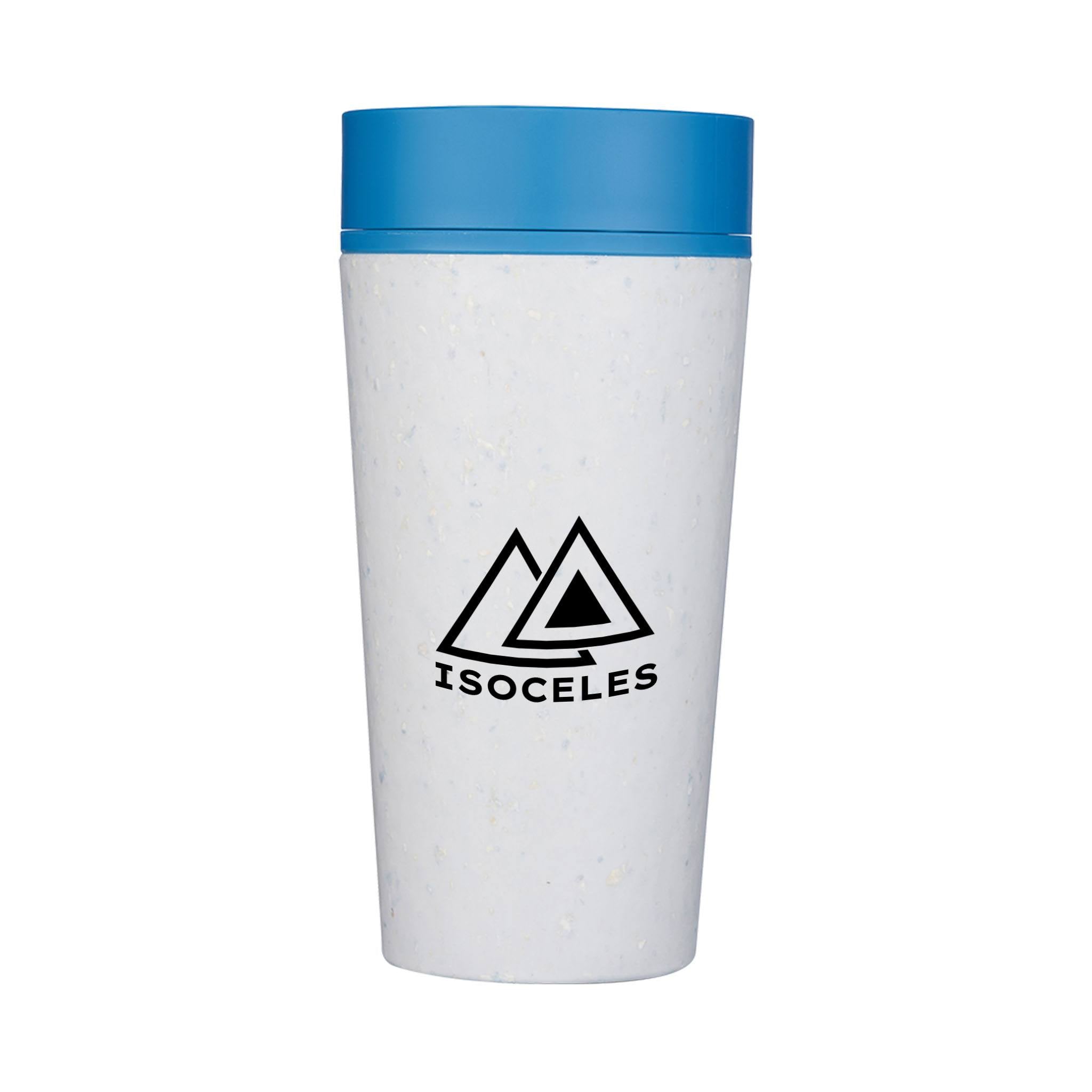 12 Oz. Circular Cup Travel Mug - Harbor Blue  Imprinted with Logo (Q627522)