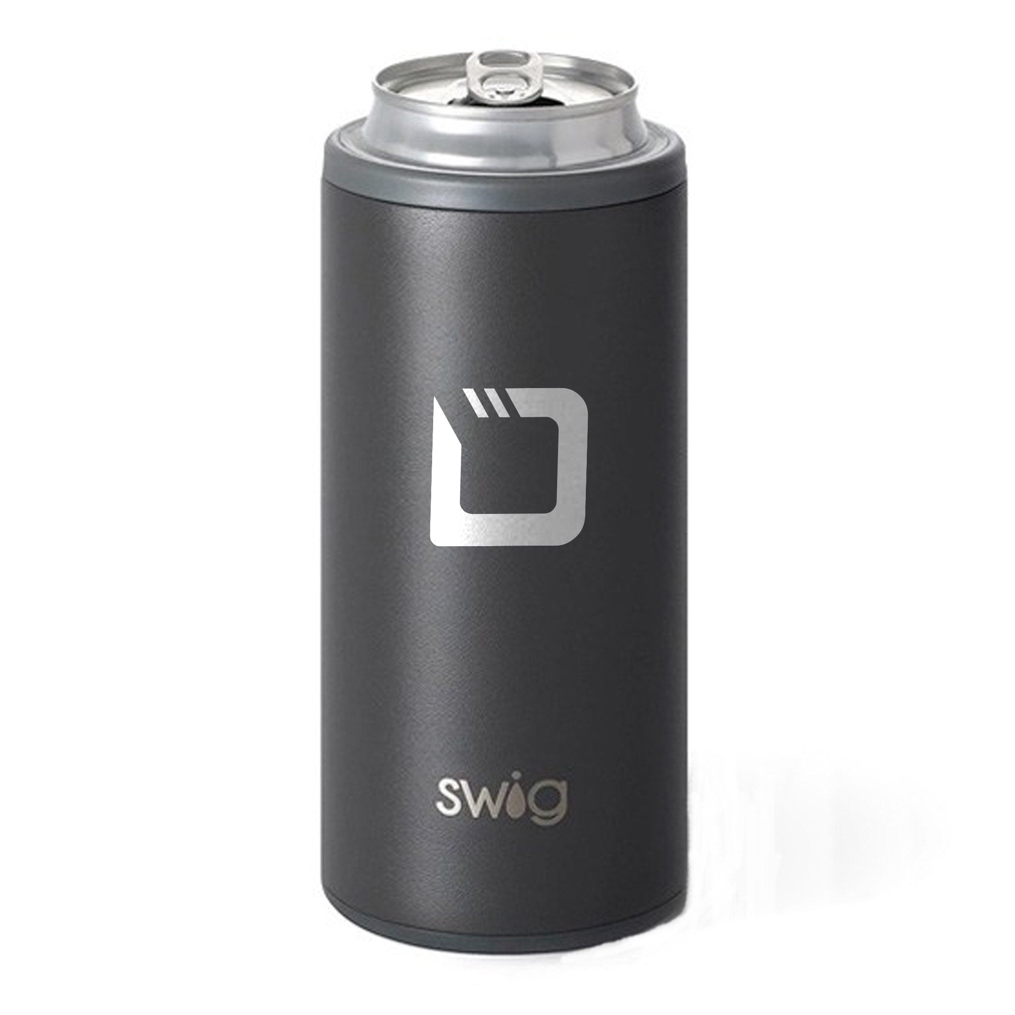 12 Oz. Swig Skinny Can Cooler - Matte Grey  Imprinted with Logo (Q630522)