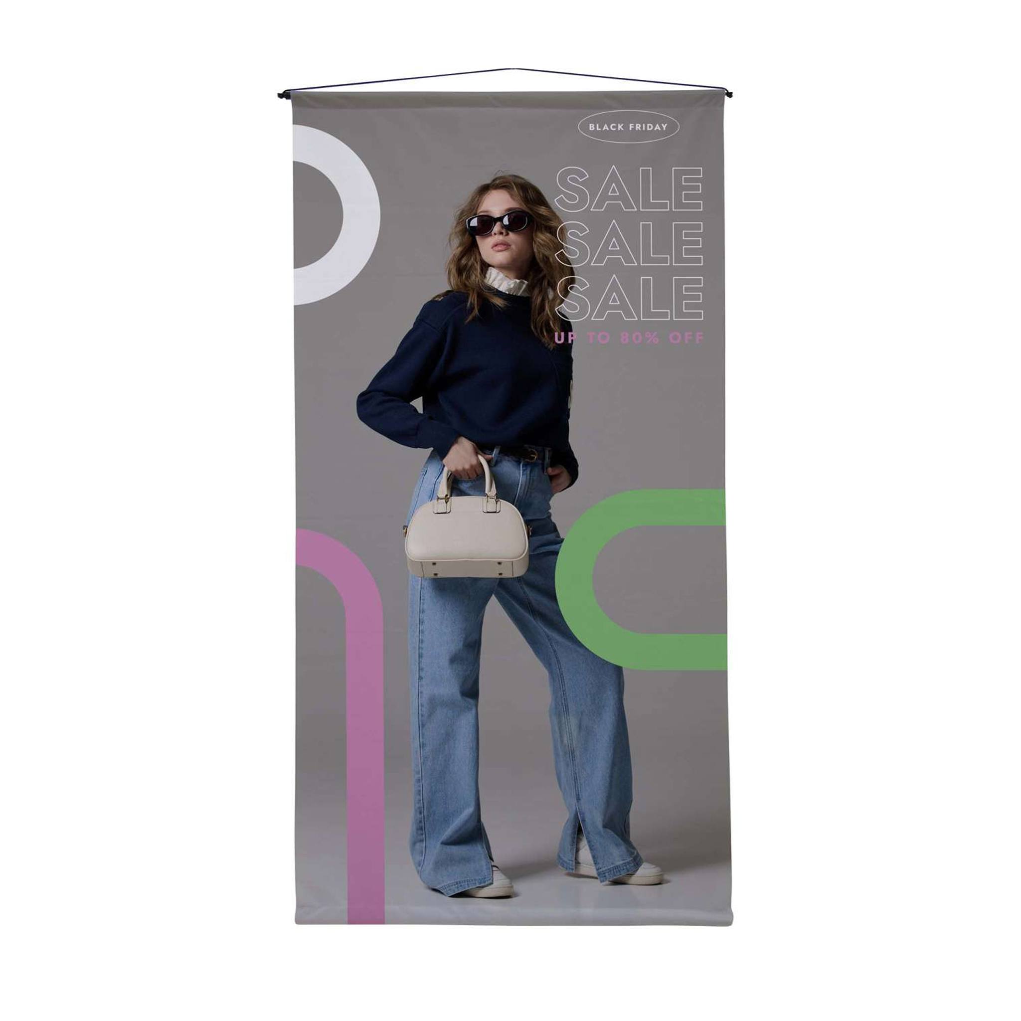 2 W x 4 H Ft. Hanging Banner  Imprinted with Logo (Q630532)