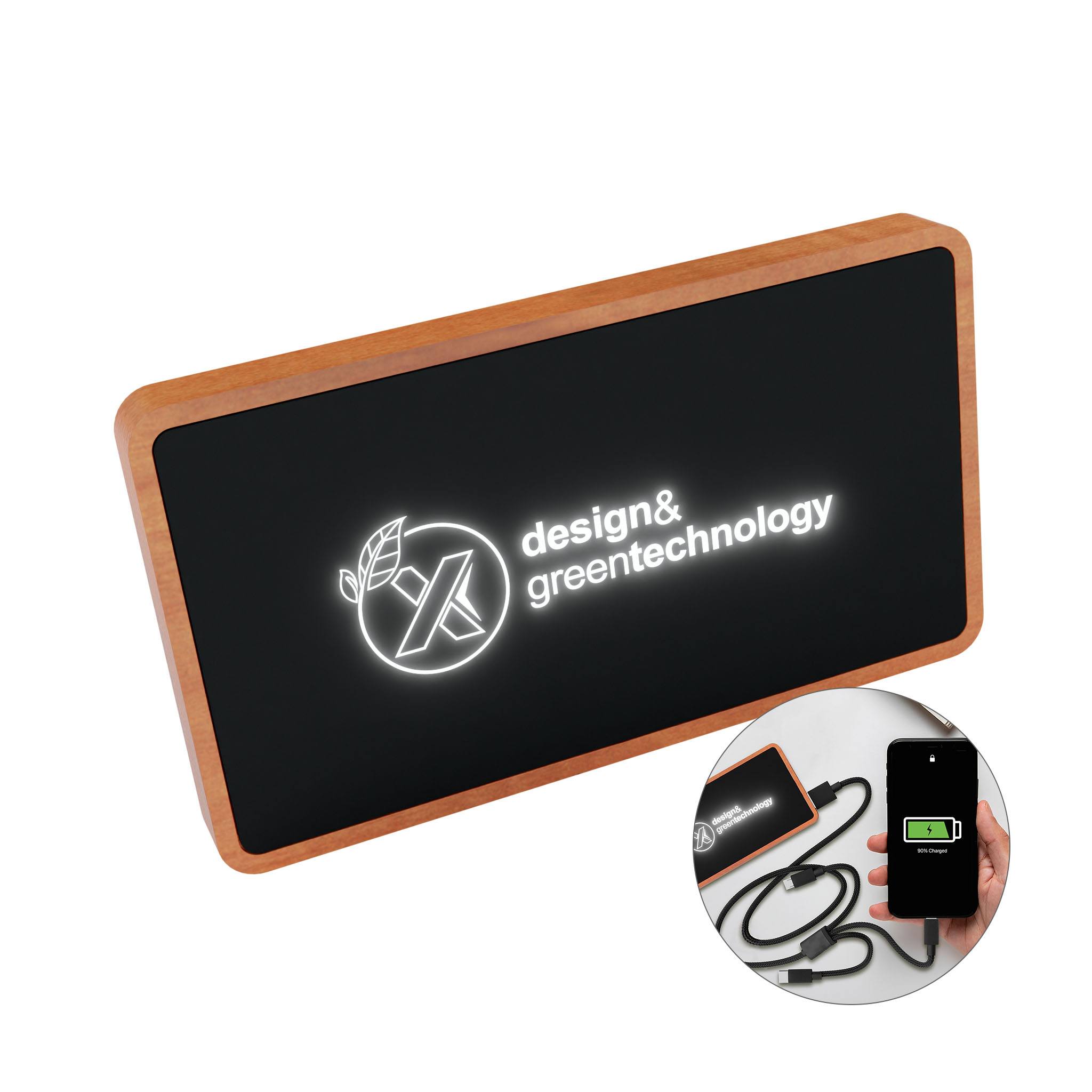 SCX Design® Maple Wood Wireless Power Bank 5000 mAh  Imprinted with Logo (Q636622)