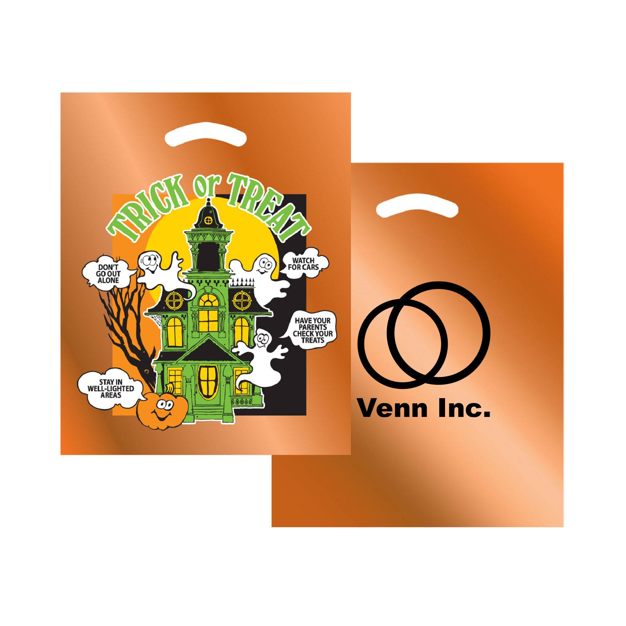 Stock Design Halloween Die Cut Bag - Haunted House - Orange (Q640222)