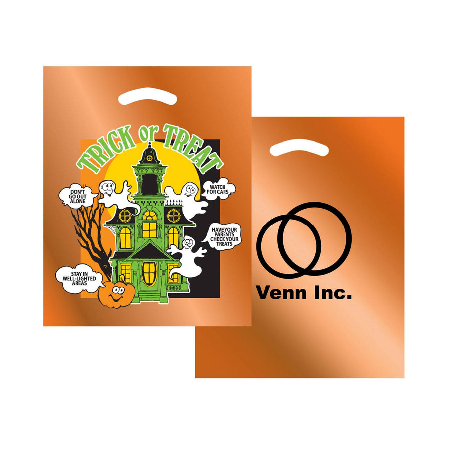 Stock Design Halloween Die Cut Bag - Haunted House - Orange (Q640222)
