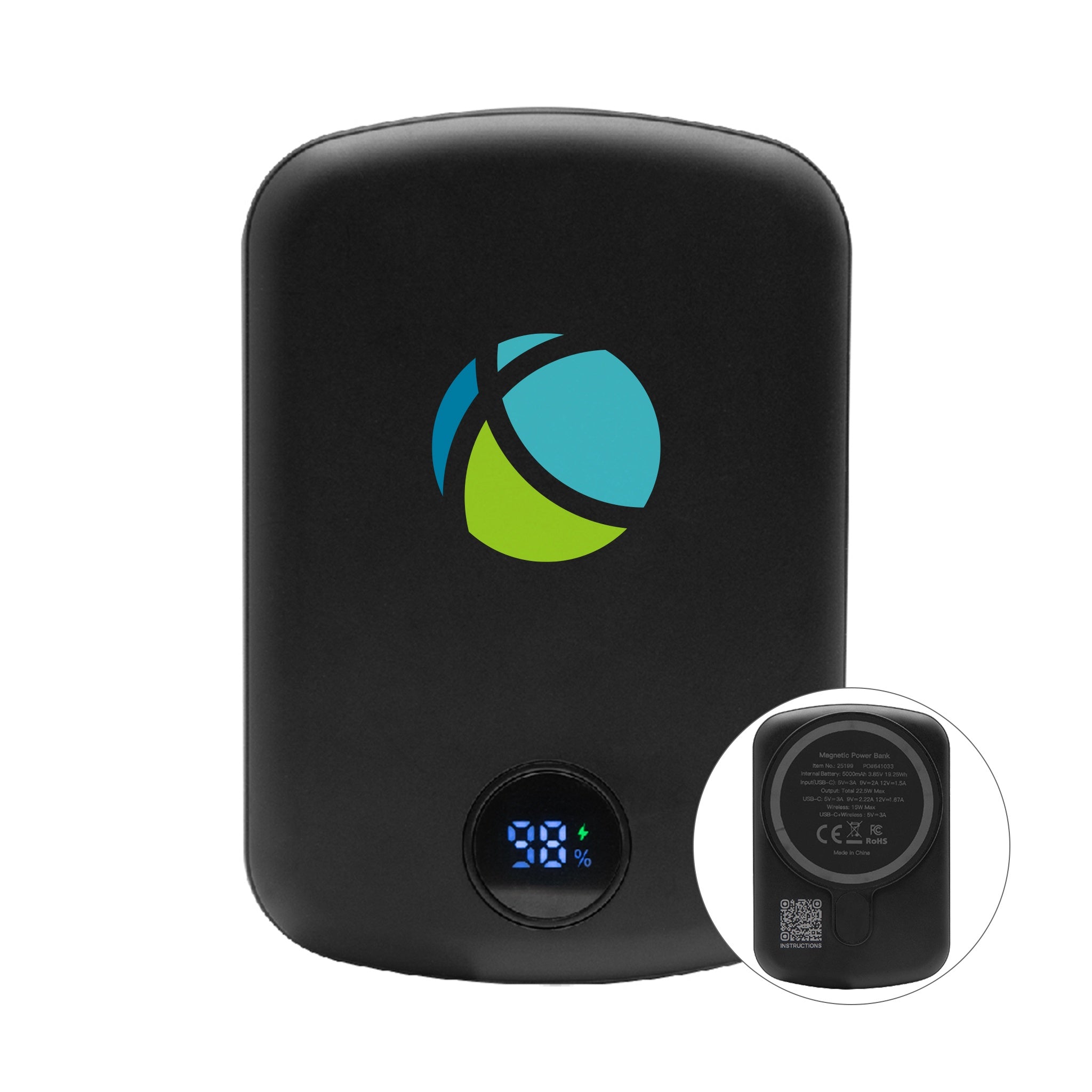 15W Mag Max Wireless Charger Power Bank  Imprinted with Logo (Q644432)