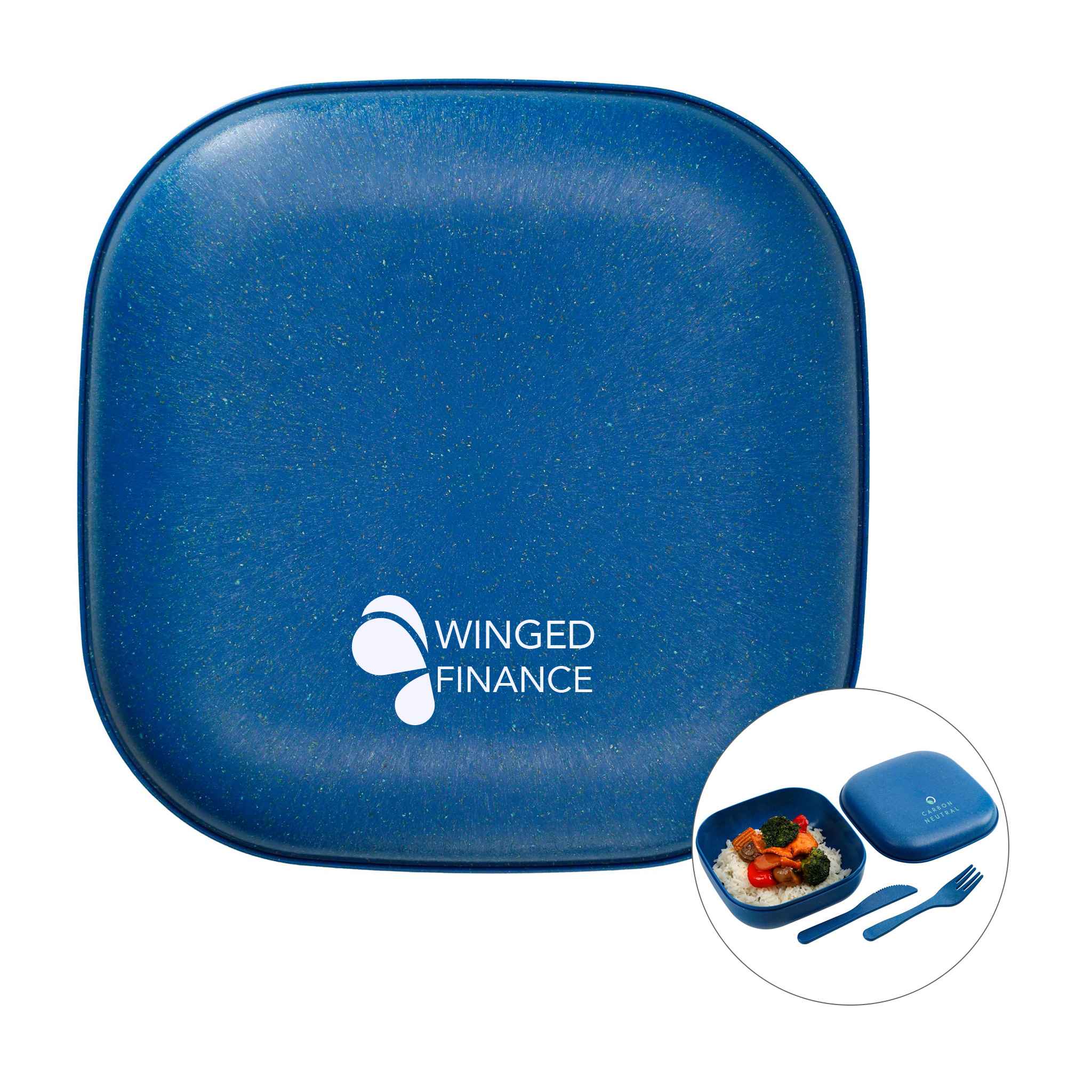 Wheat Straw Food Storage with Utensils  Imprinted with Logo (Q649211)