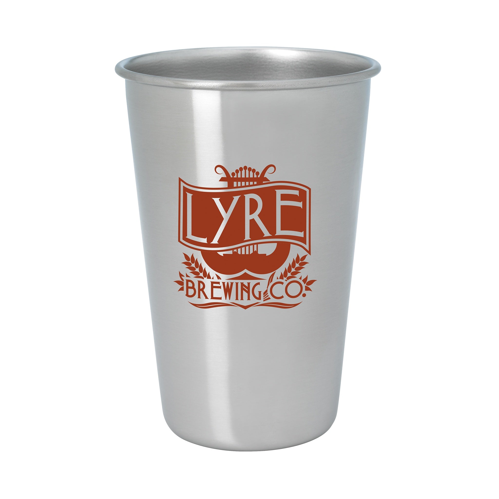 Stainless Pint Glass - 16 Oz.  Imprinted with Logo (Q672532)