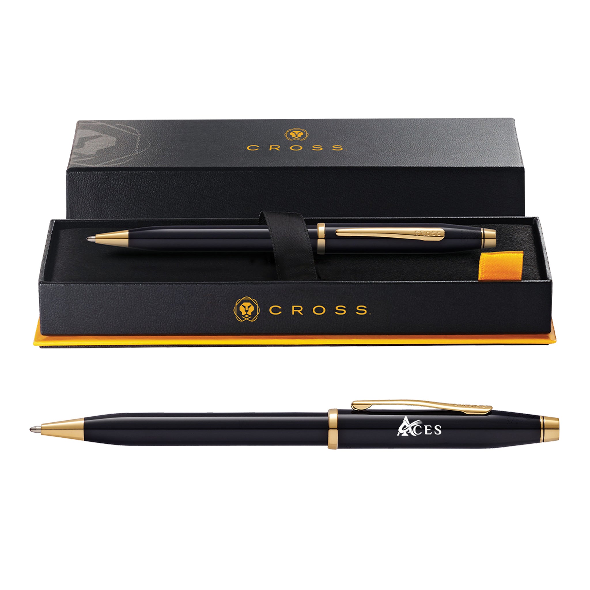 Cross® Century II Black Lacquer Pen - Pad Print  Imprinted with Logo (Q676022)