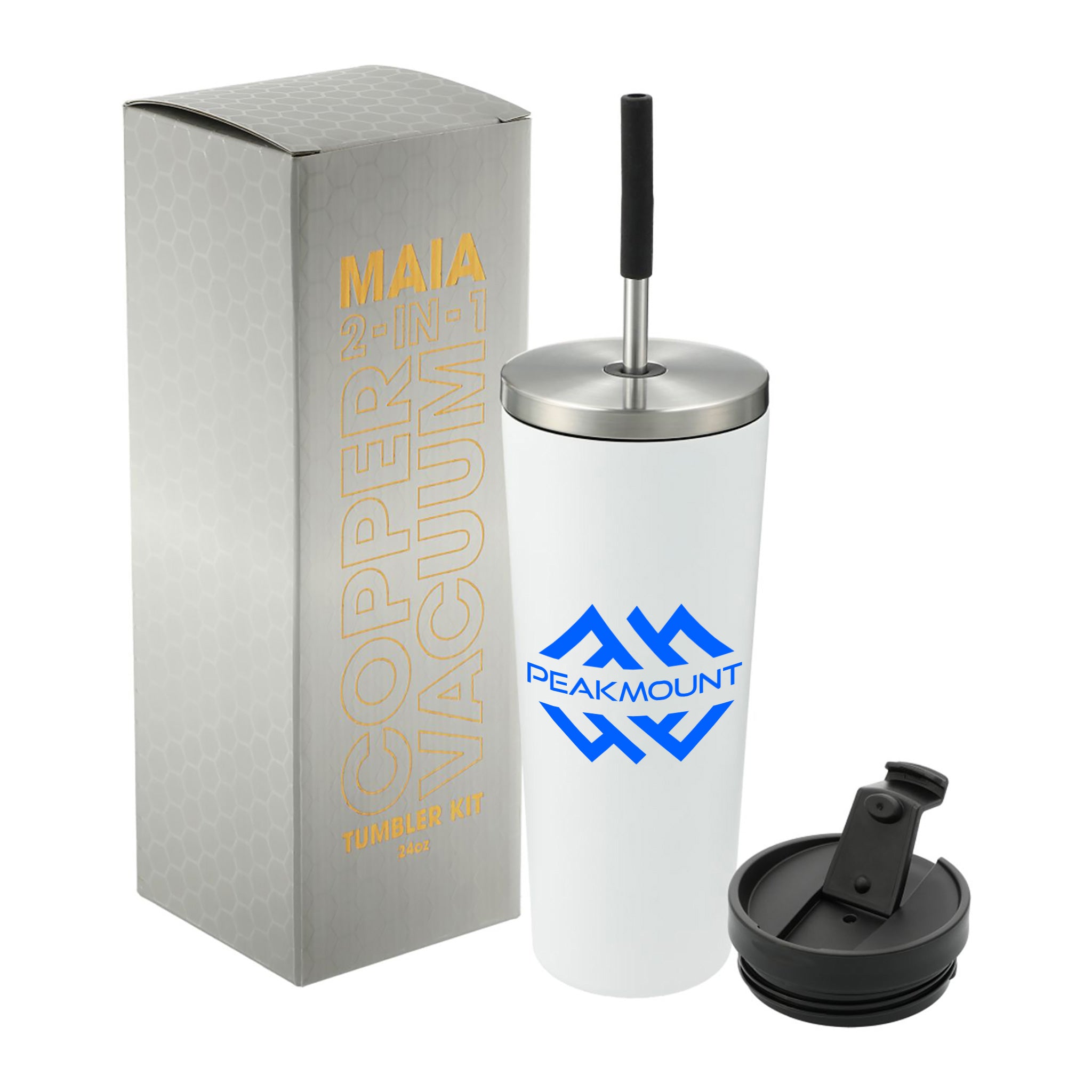 24 Oz. Maia 2-in-1 Copper Vacuum Tumbler Kit  Imprinted with Logo (Q684622)