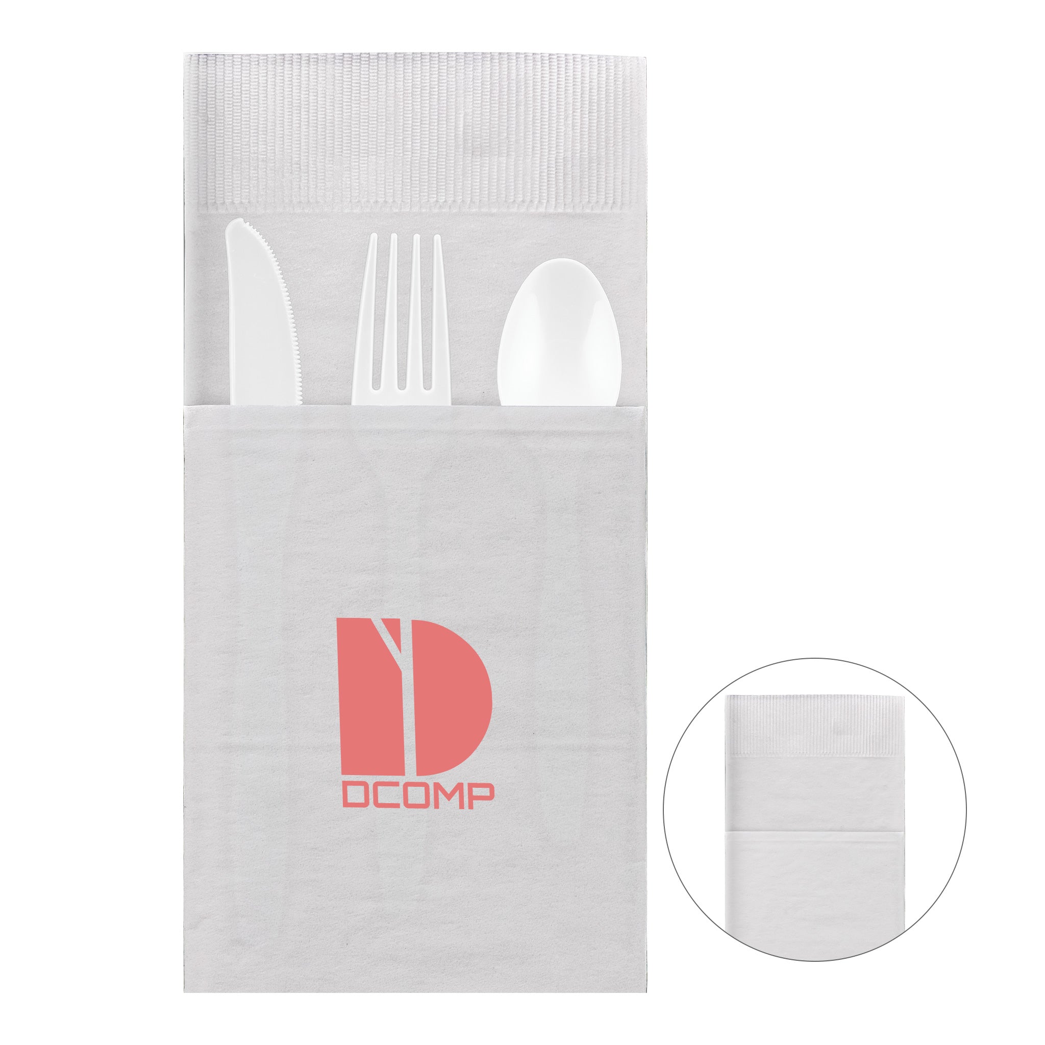 2 Ply Pocket Napkin - White  Imprinted with Logo (Q687622)