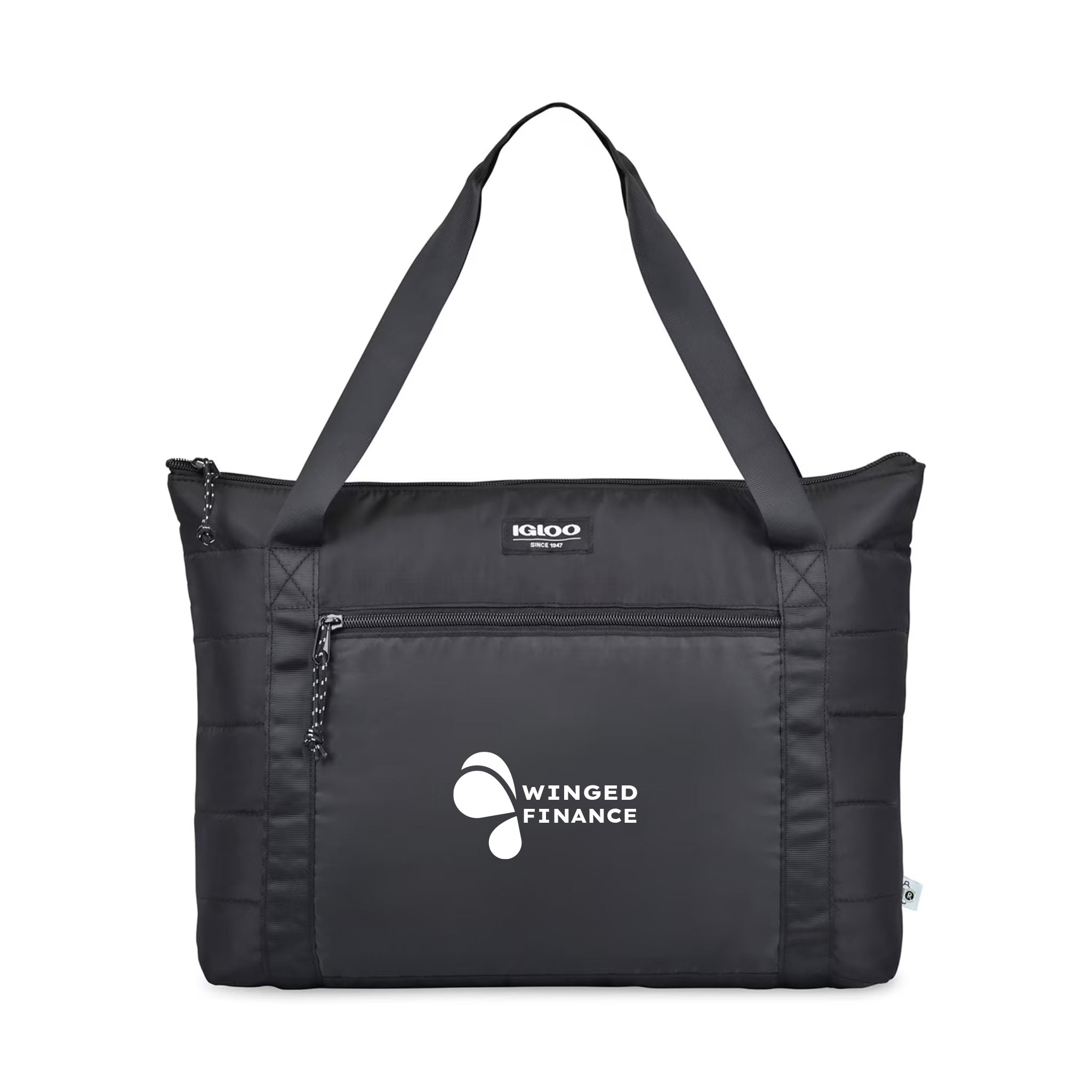 Igloo® Packable Puffer 20-Can Cooler Bag - Black  Imprinted with Logo (Q693822)