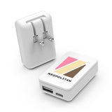PowerUSB 20 Watt Travel Plug with Dual Port  Imprinted with Logo (Q701432)