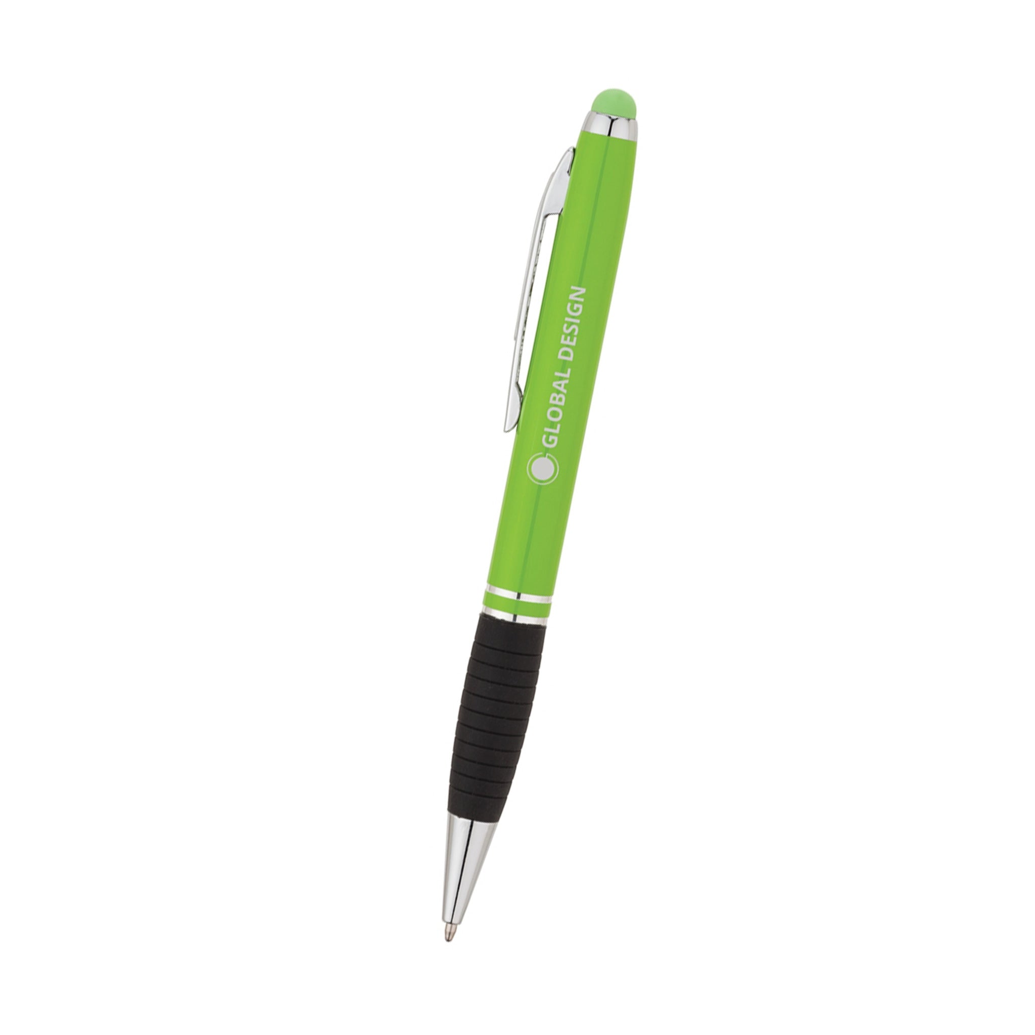 Stylus Pen with Chrome Clip & Accent Rings  Imprinted with Logo (Q703311)