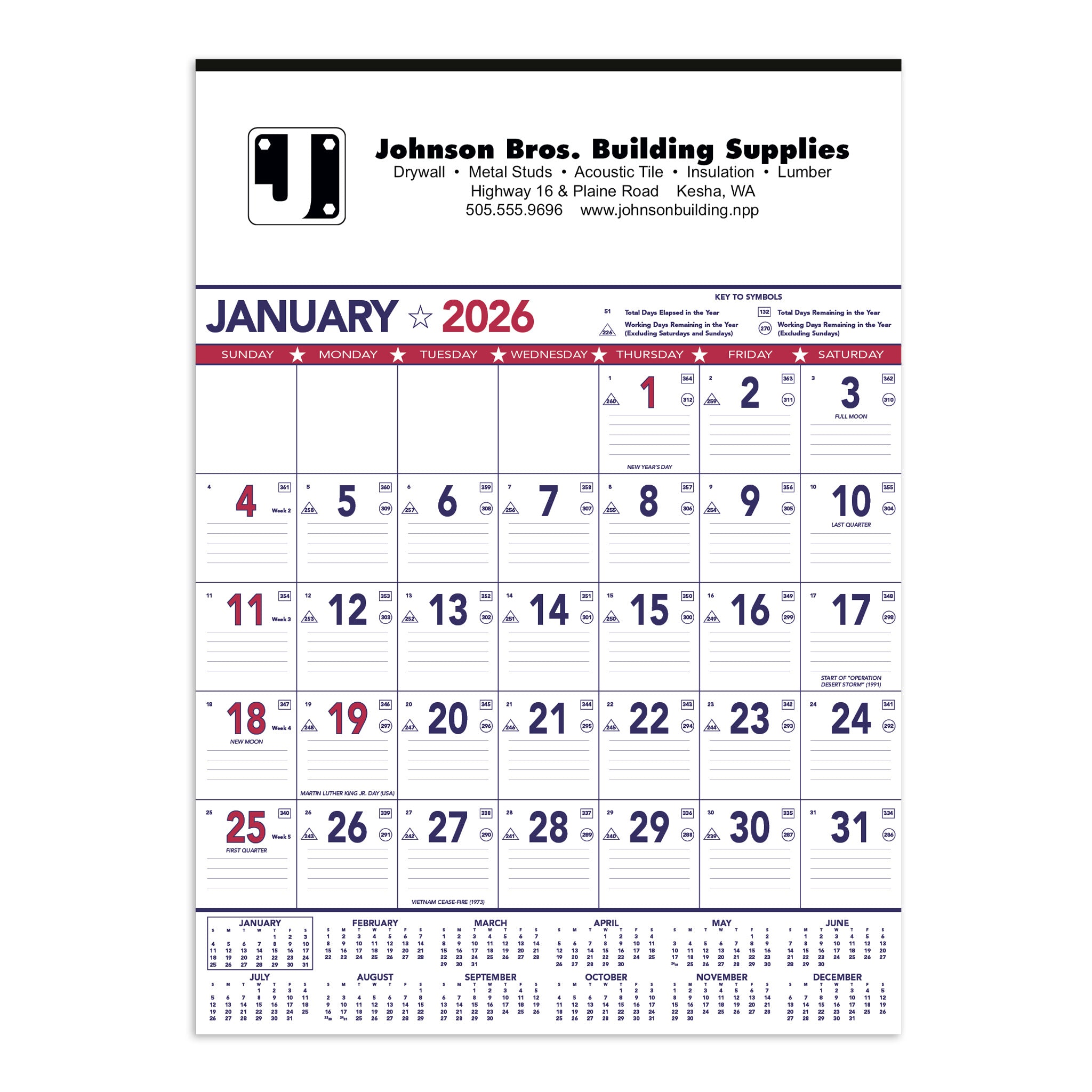 Patriotic Contractor Memo 13-Sheet Calendar (Q704722)