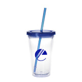 Double Wall Clear Tumblers with Colored Lid (18 oz.)  Imprinted with Logo (Q708311)