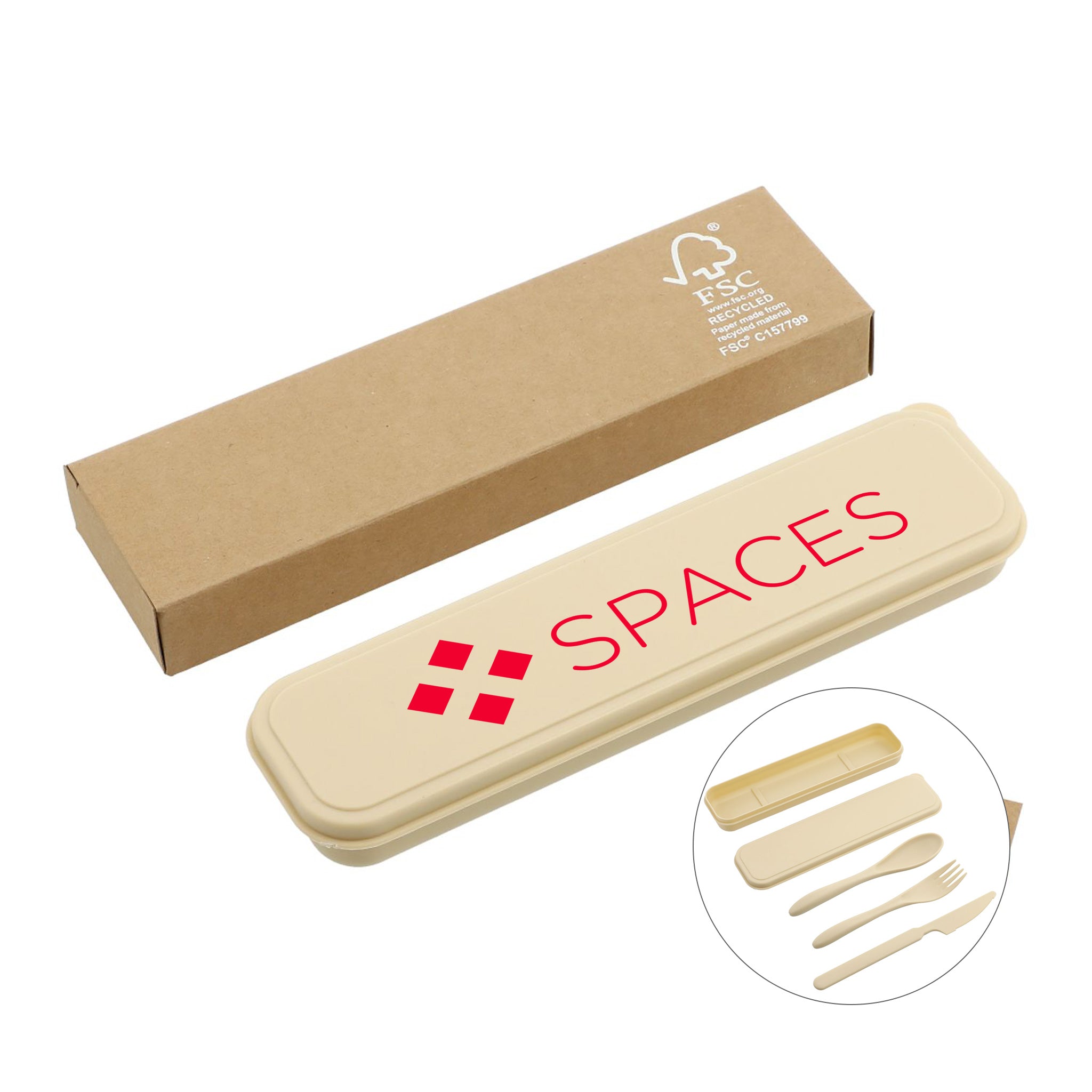 Bamboo Fiber Cutlery Set  Imprinted with Logo (Q714422)