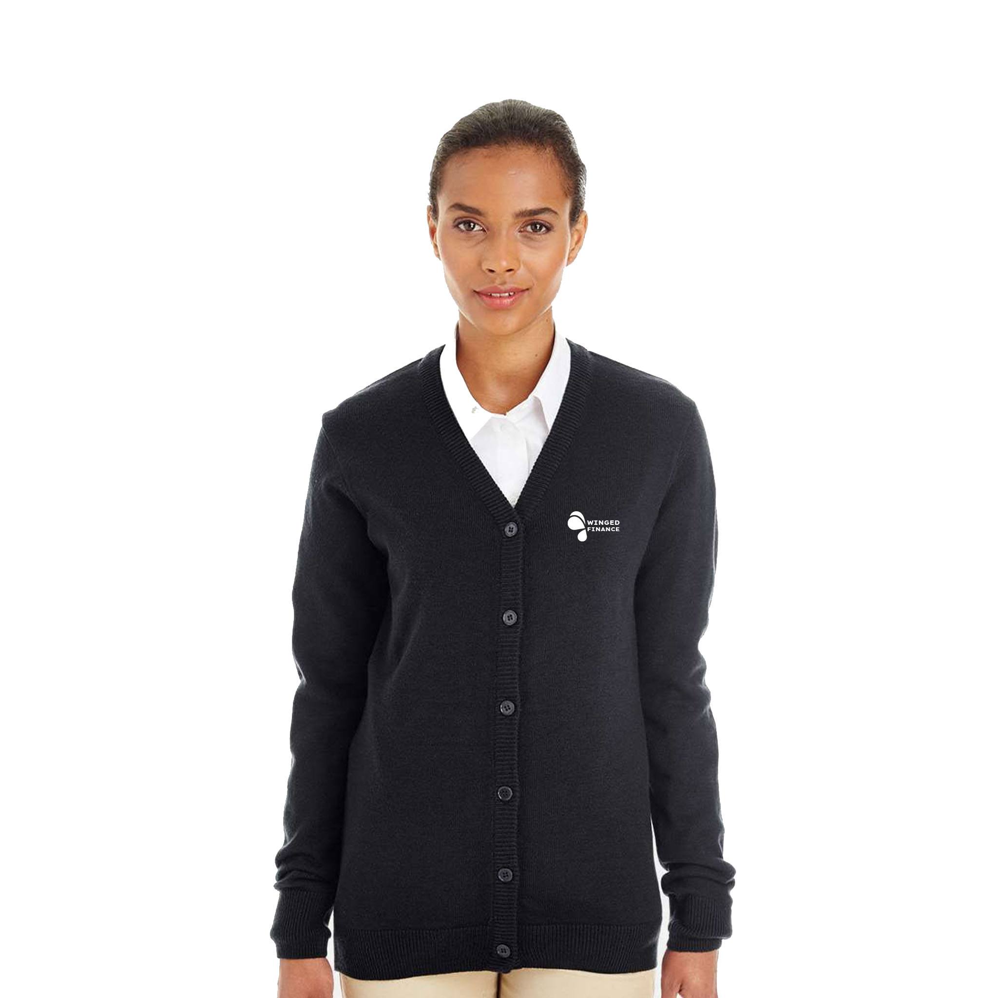 Harriton Ladies' Pilbloc™ V-Neck Button Cardigan Sweater  Imprinted with Logo (Q718922)