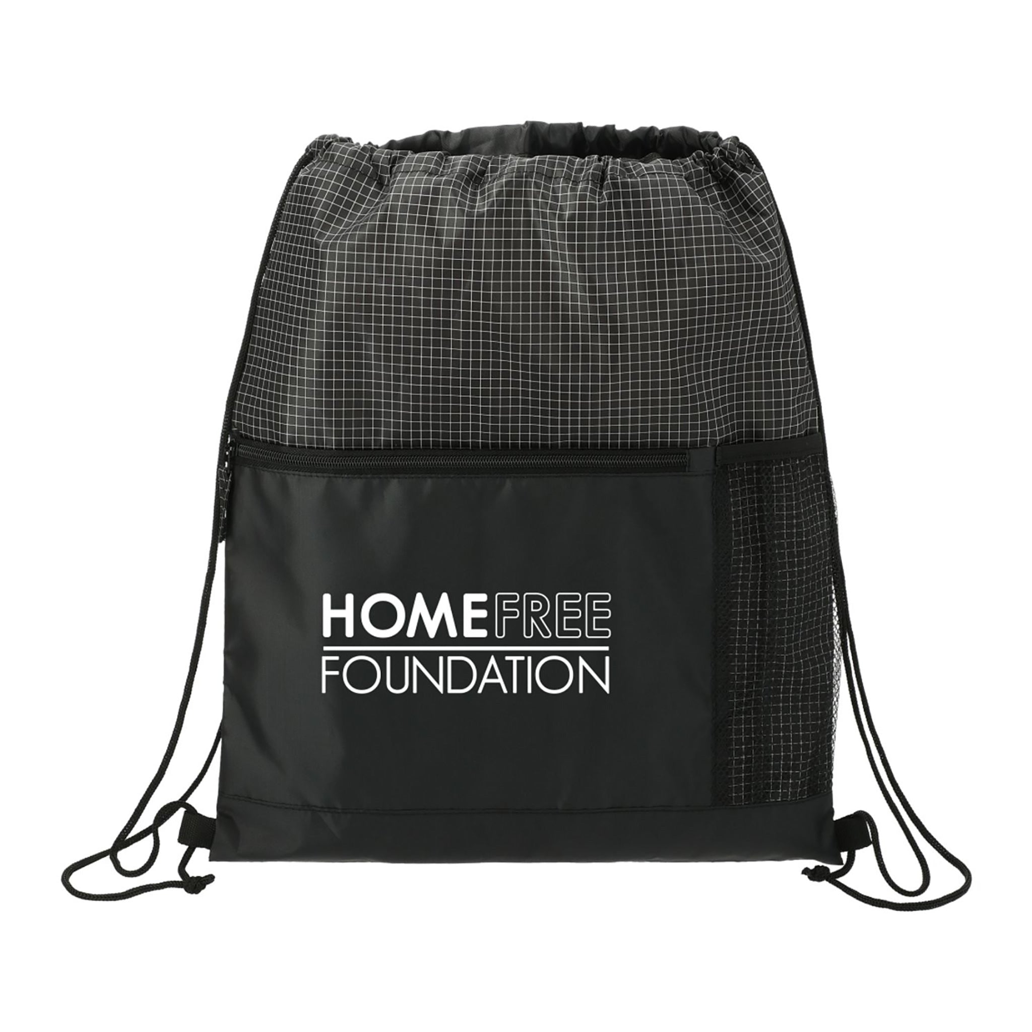 Grid Drawstring Backpack  Imprinted with Logo (Q725622)