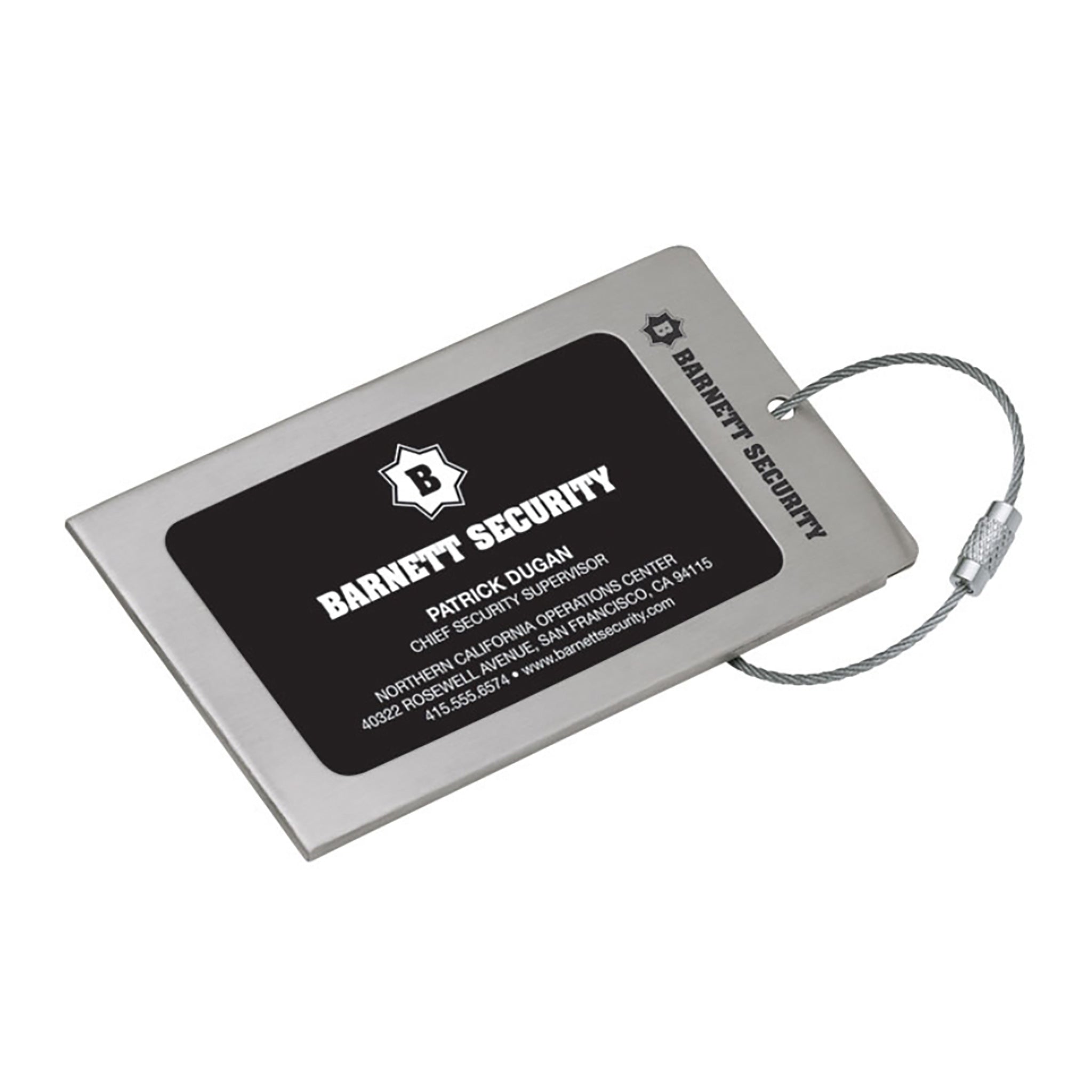 Brushed Steel Luggage Tag  Imprinted with Logo (Q733311)
