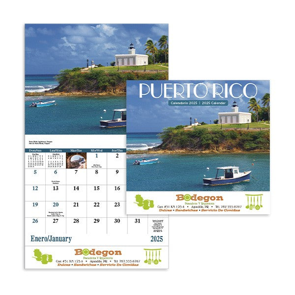 Puerto Rico - Stapled Calendar  Imprinted with Logo (Q735722)