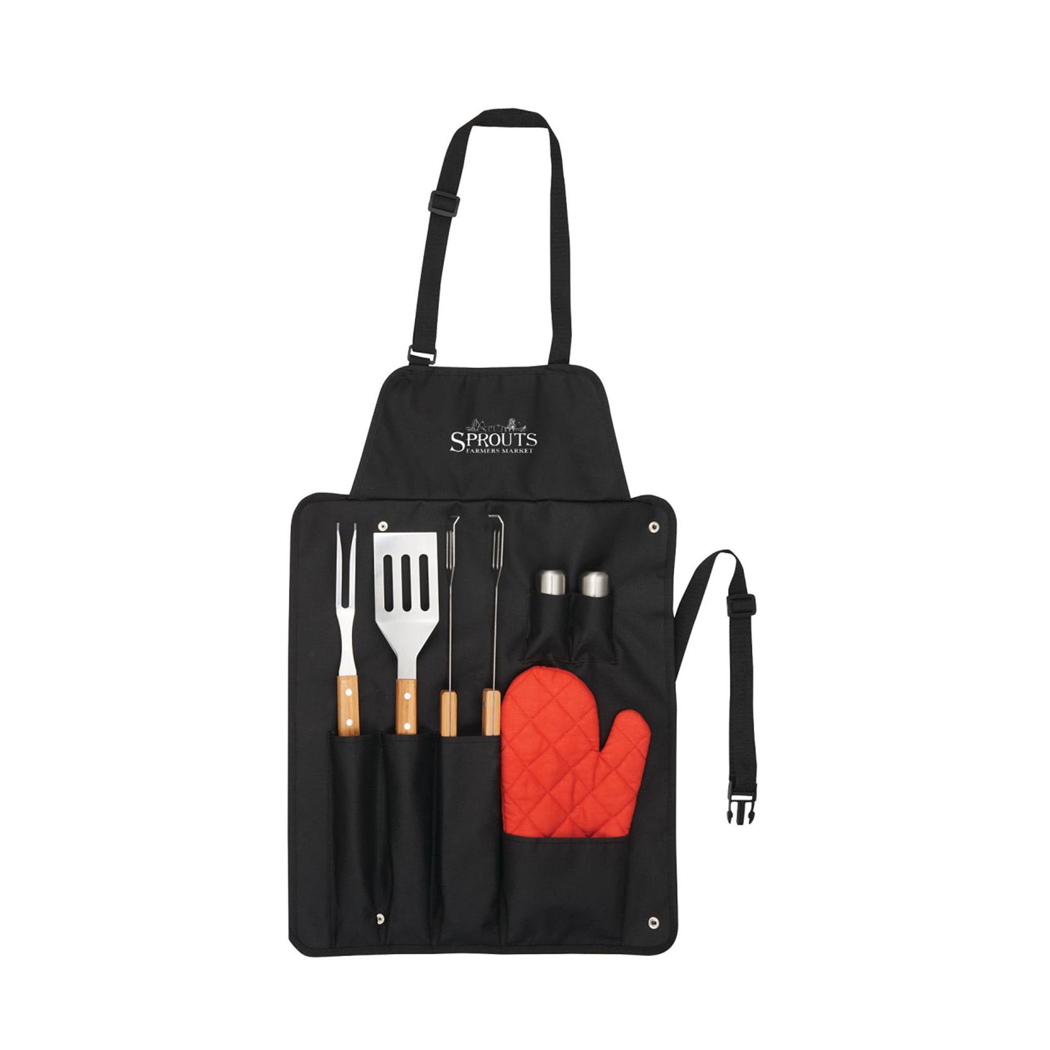 BBQ Now Aprons And 7 Piece BBQ Set  Imprinted with Logo (Q741911)